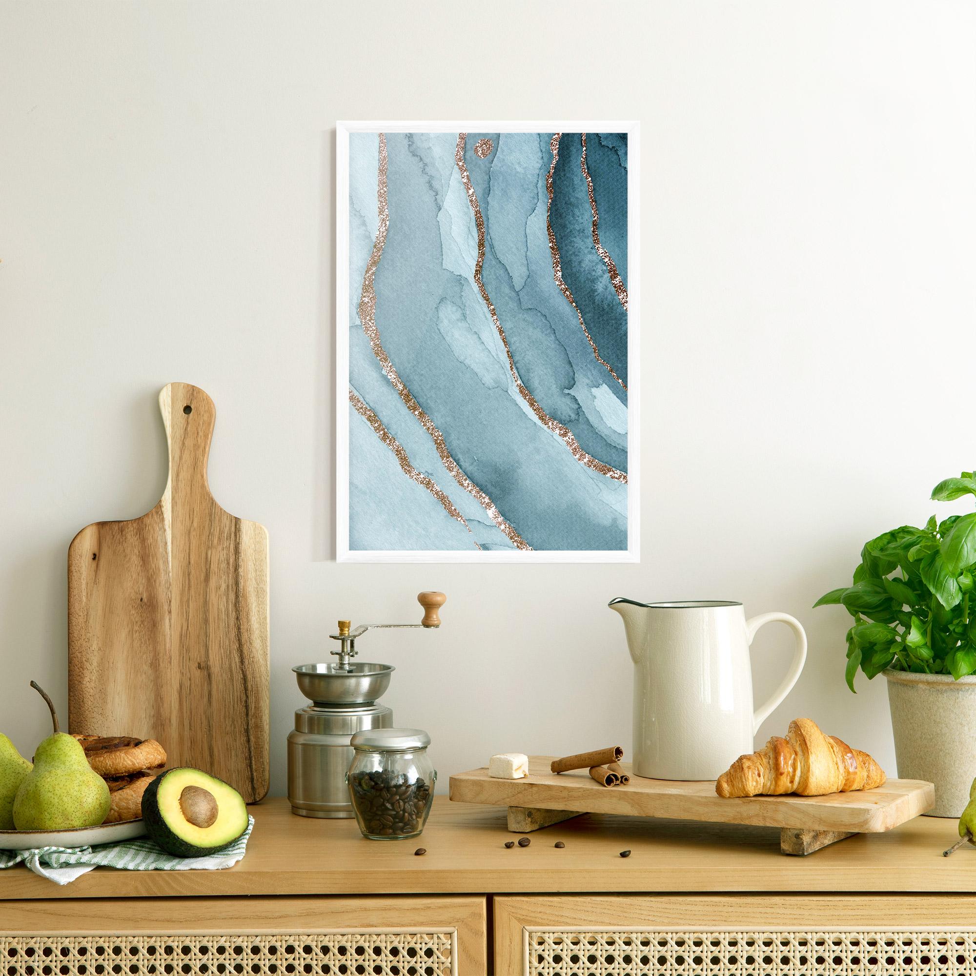 Plakat w Ramie Blue Golden Glitter mockup 8