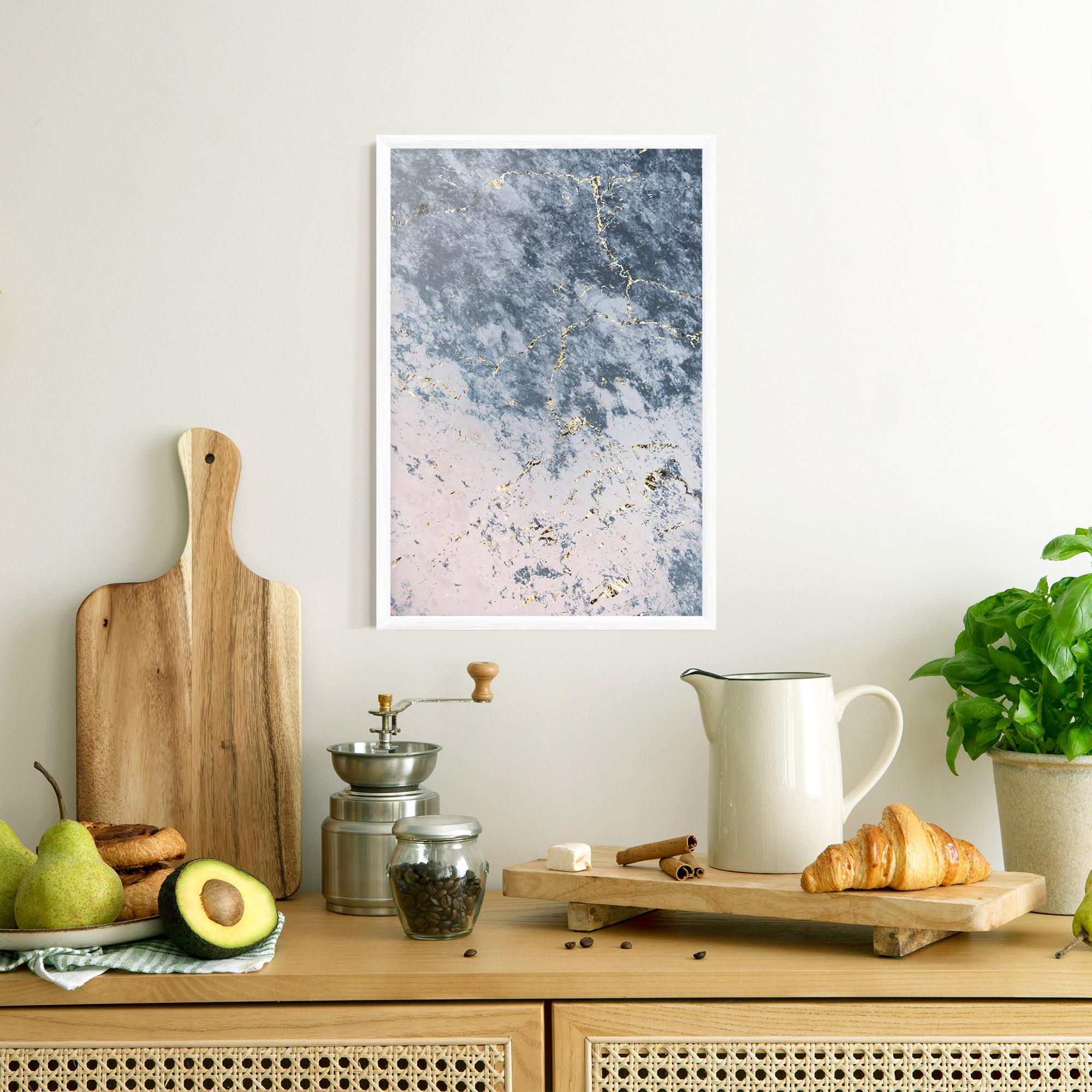 Plakat w Ramie Blue Golden Lines mockup 8