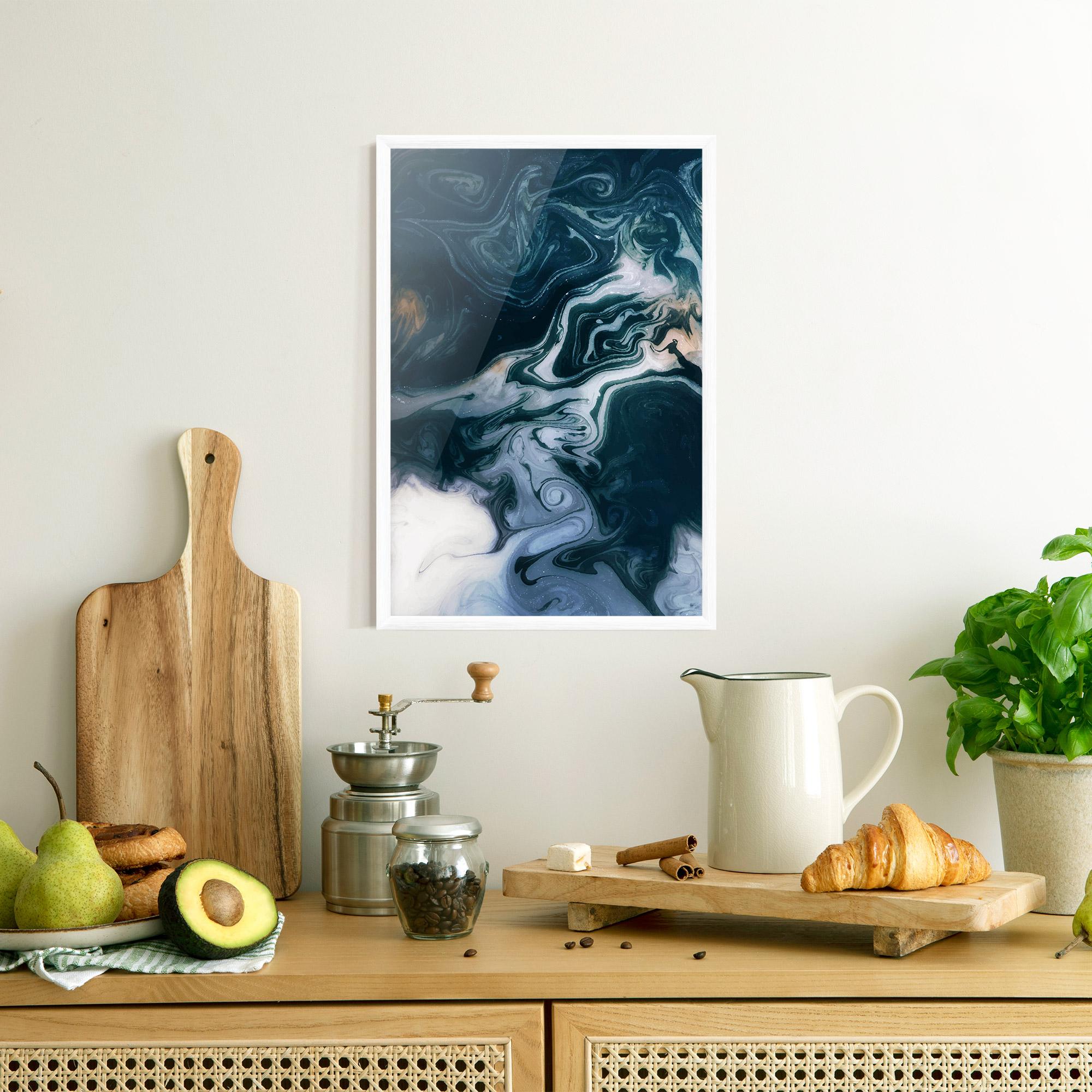 Plakat w Ramie Dark Blue With White mockup 8