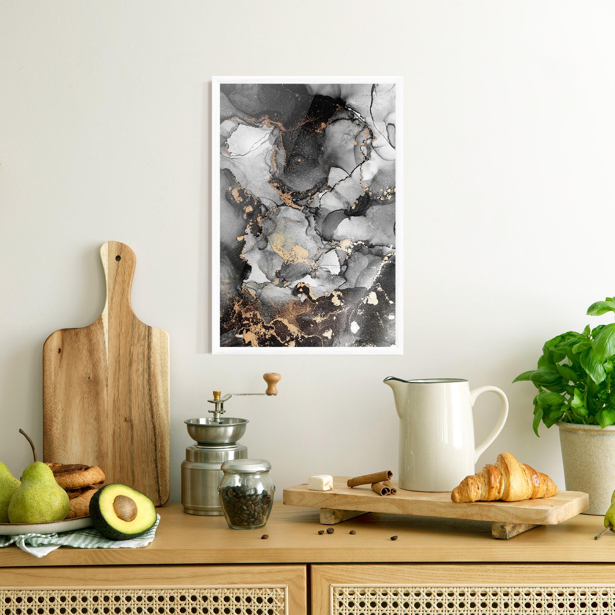 Plakat w Ramie Grey Gold Marble mockup 8