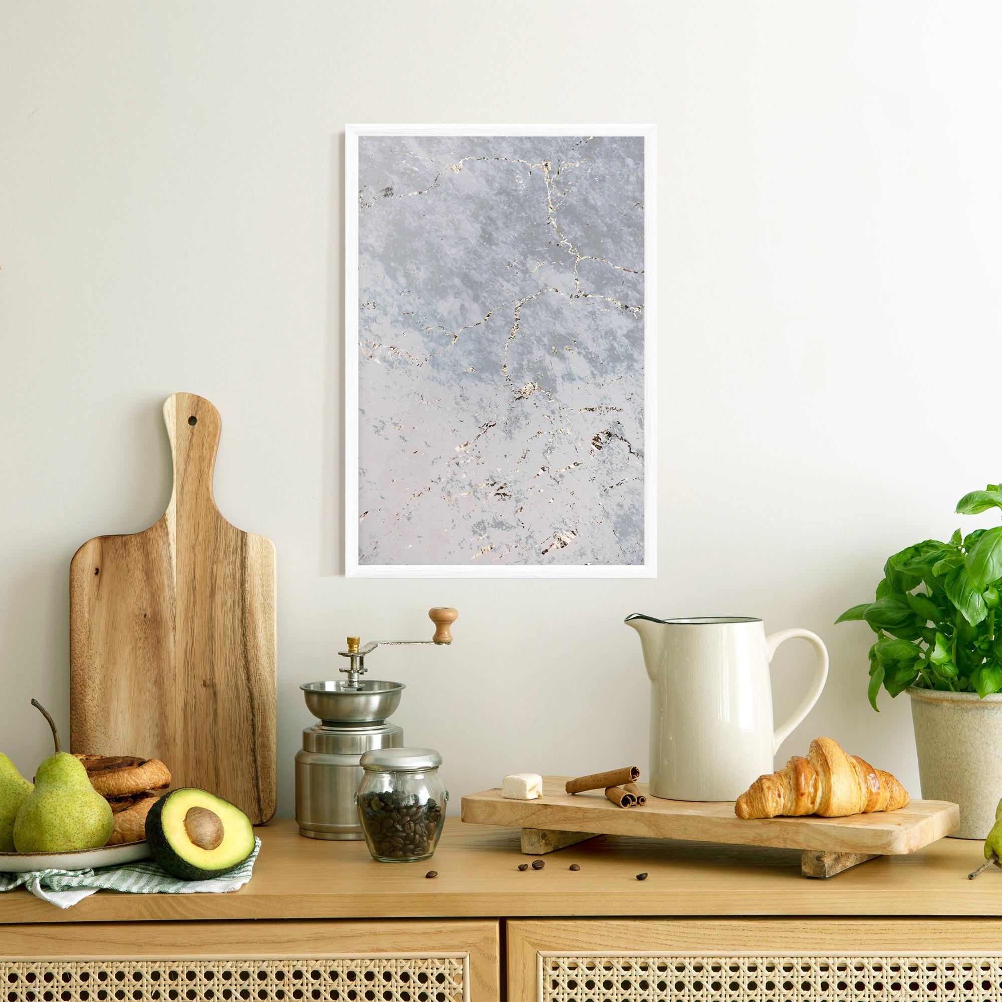 Plakat w Ramie Light Blue Golden Lines mockup 8