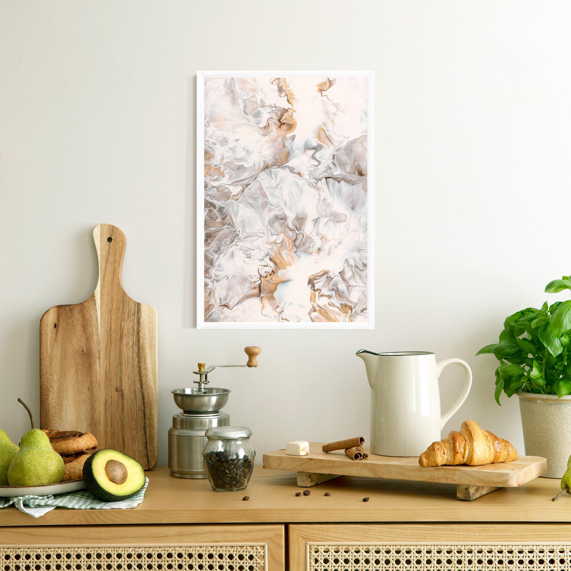 Plakat w Ramie White Gold Abstract mockup 8