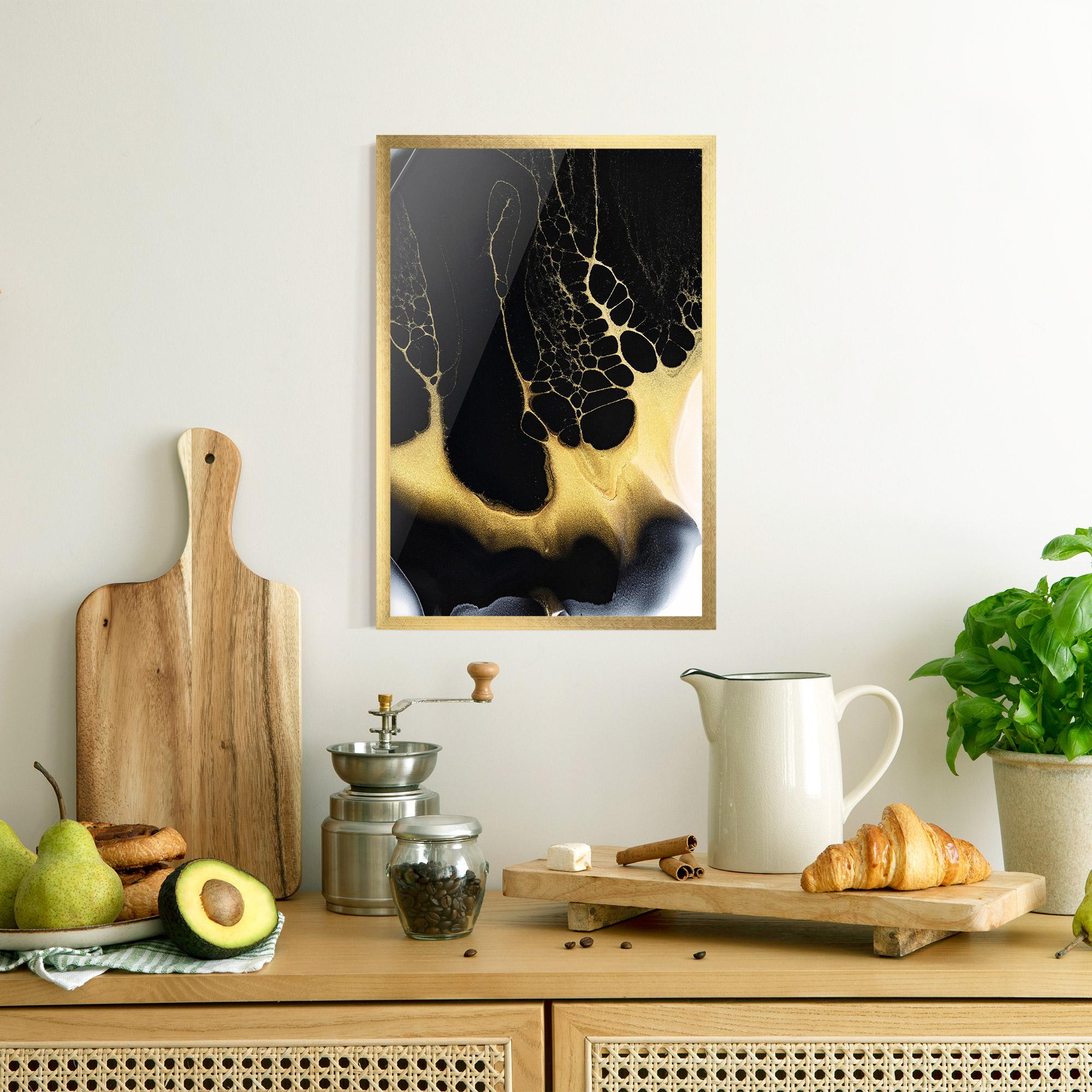 Plakat w Ramie Black Golden Marble mockup 8