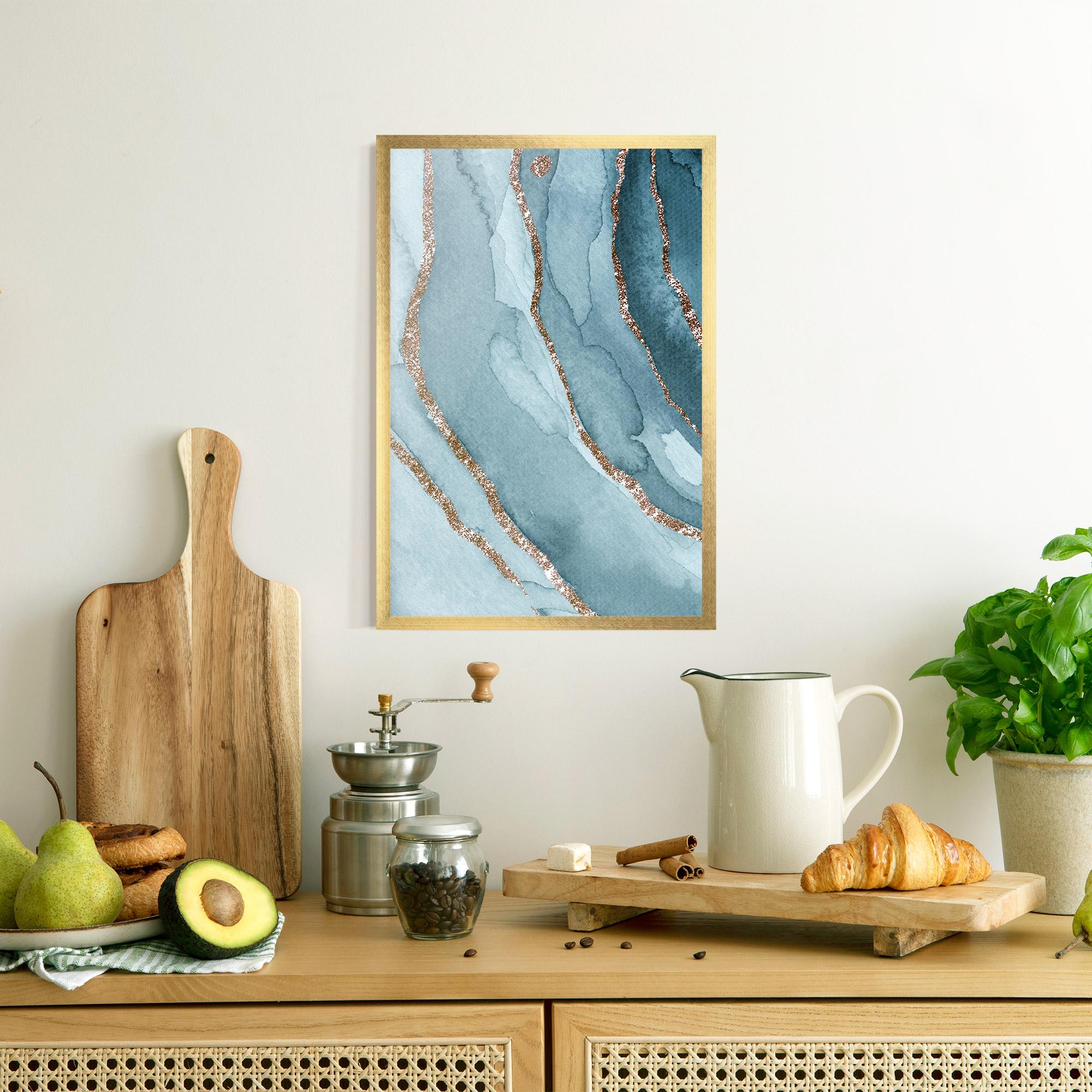 Plakat w Ramie Blue Golden Glitter mockup 8