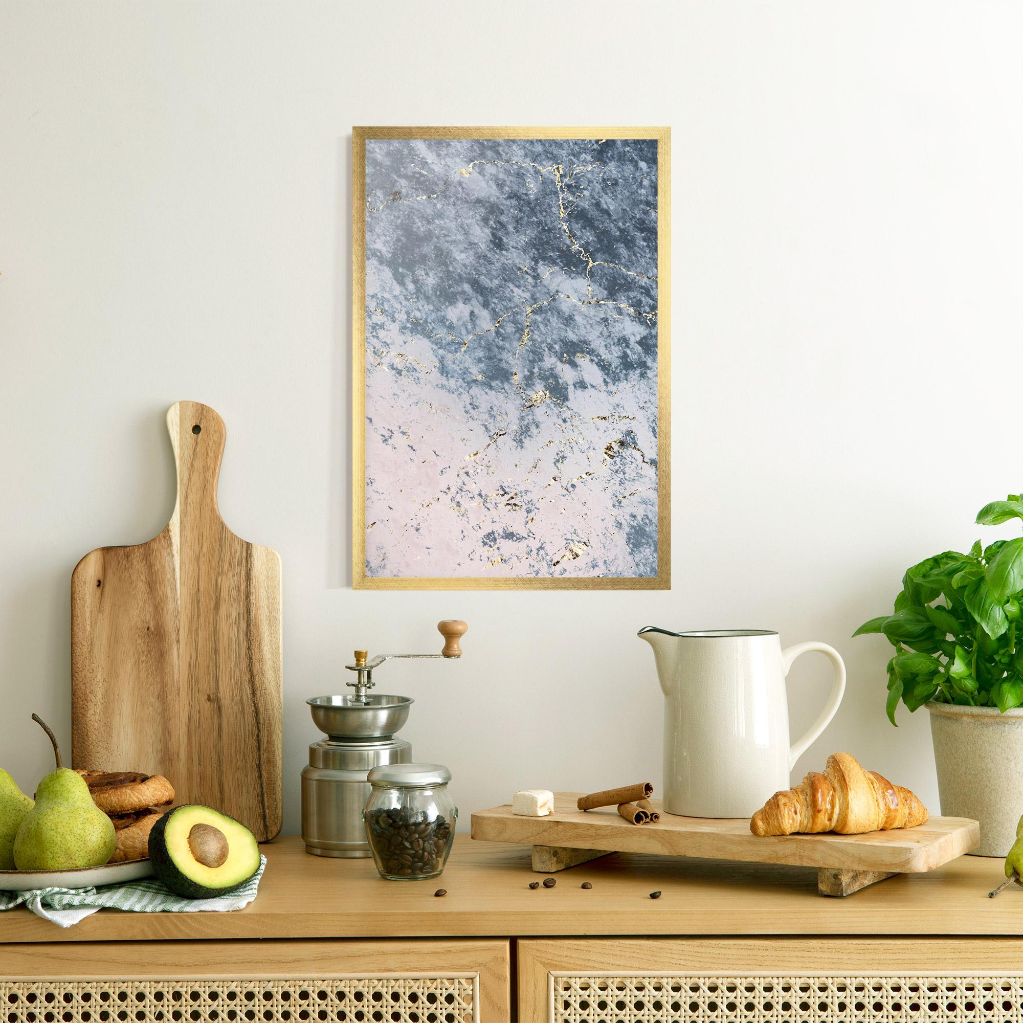 Plakat w Ramie Blue Golden Lines mockup 8