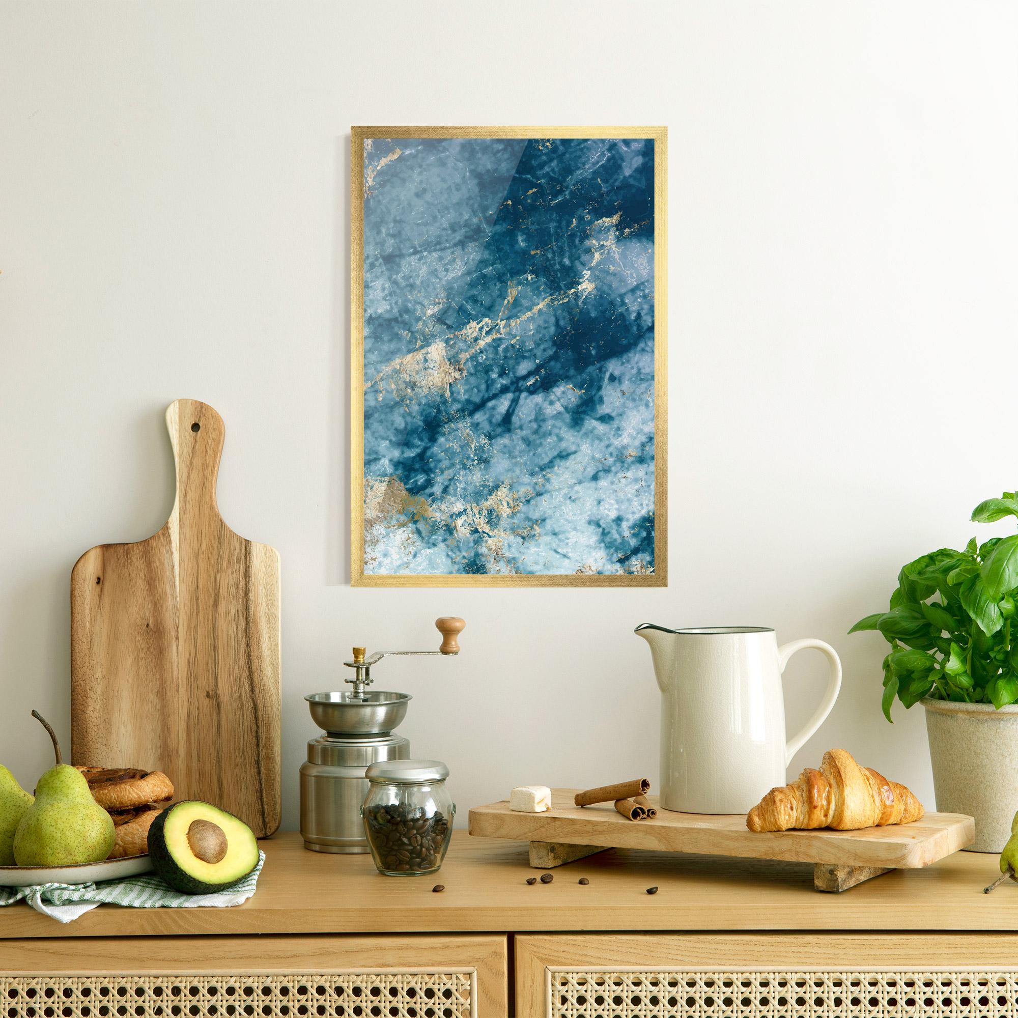 Plakat w Ramie Blue Water Marble mockup 8