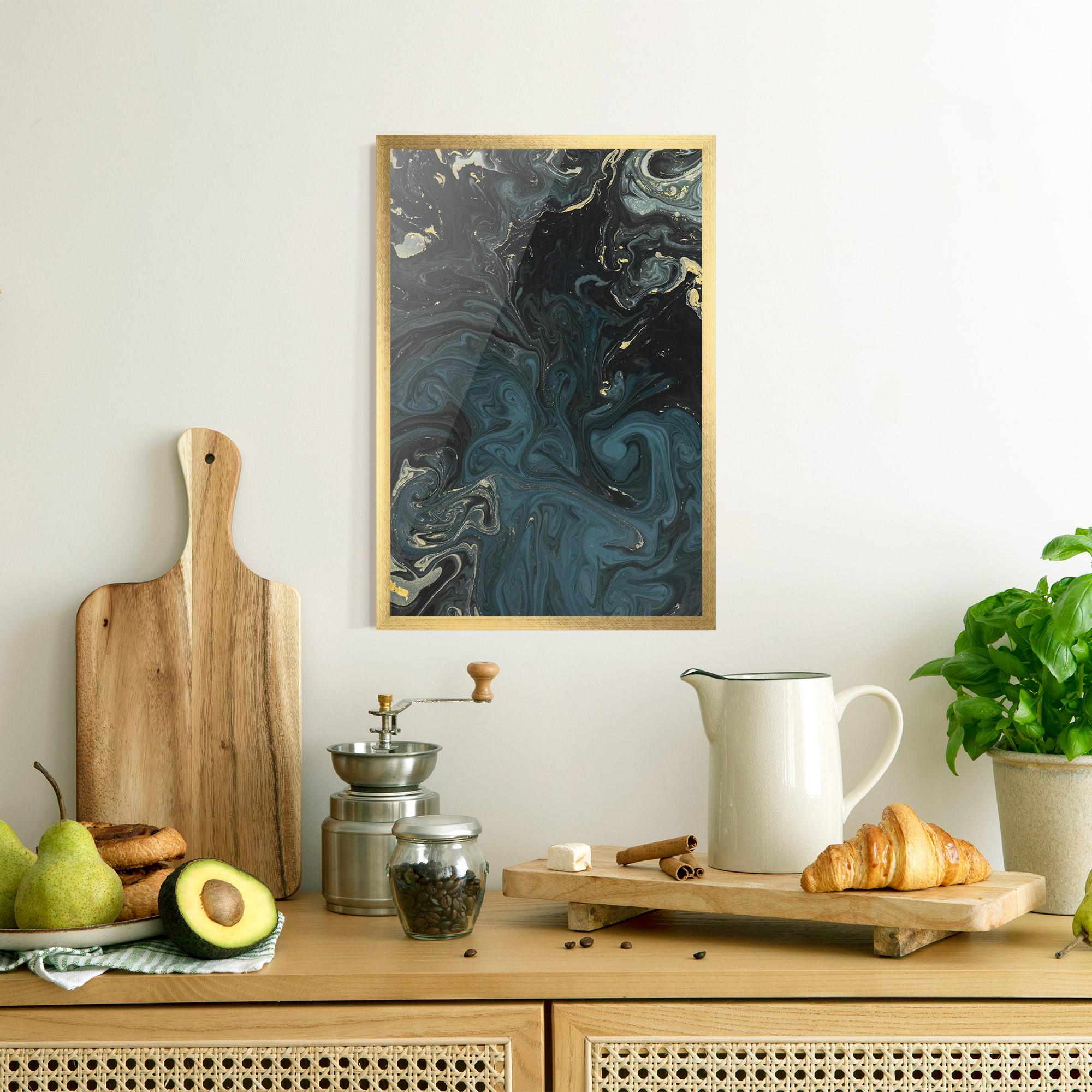 Plakat w Ramie Dark Blue Marble mockup 8