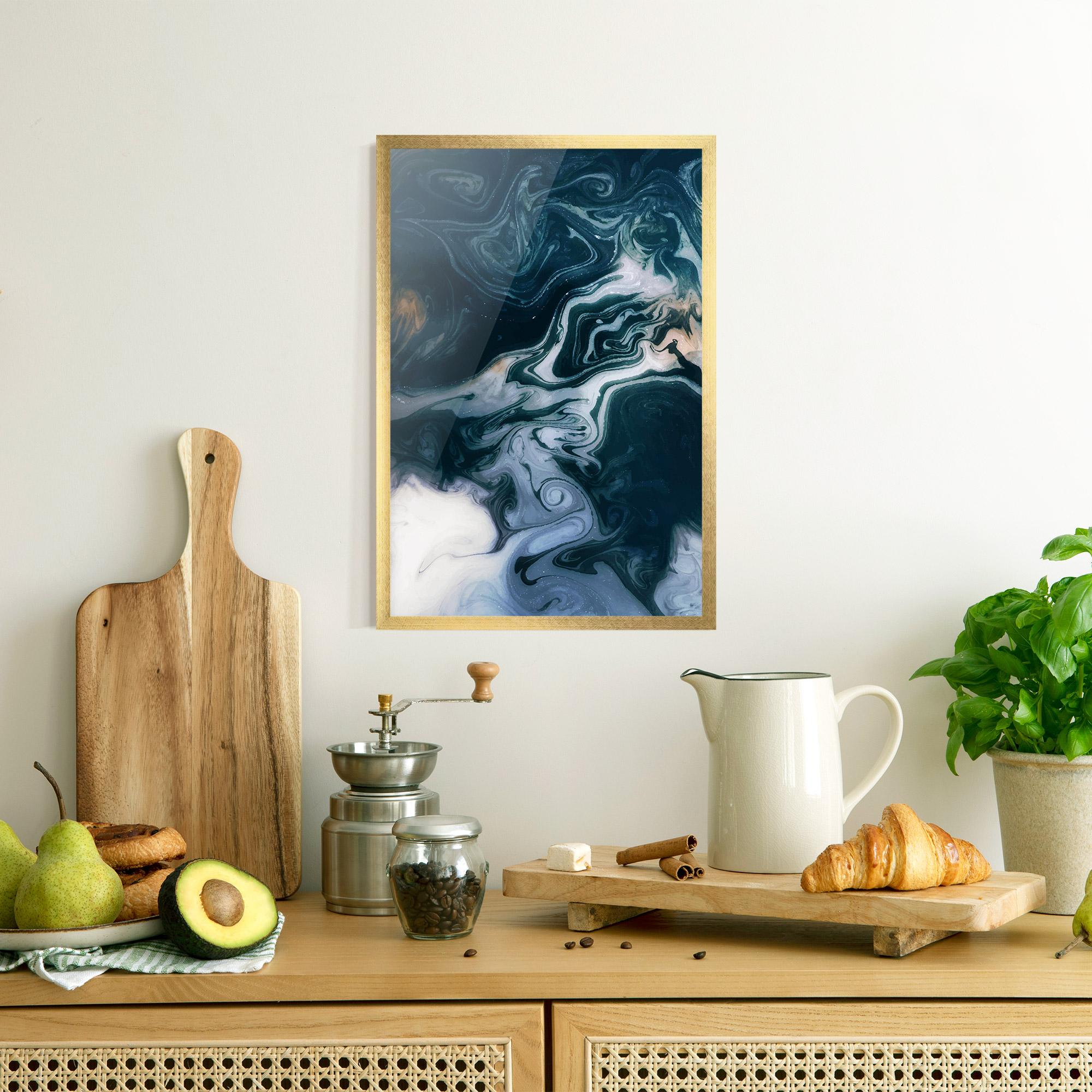 Plakat w Ramie Dark Blue With White mockup 8