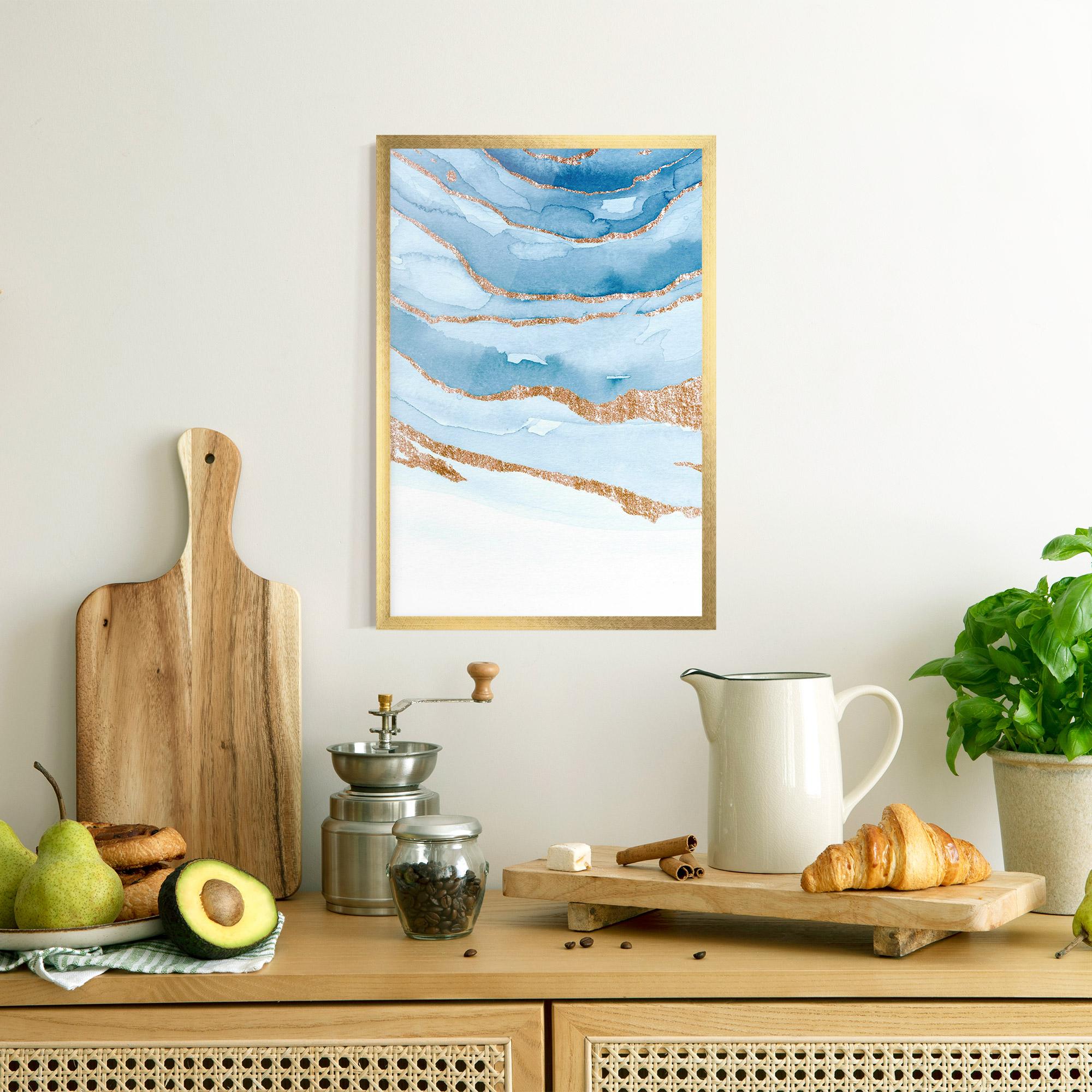 Plakat w Ramie Golden Glitter Blue mockup 8