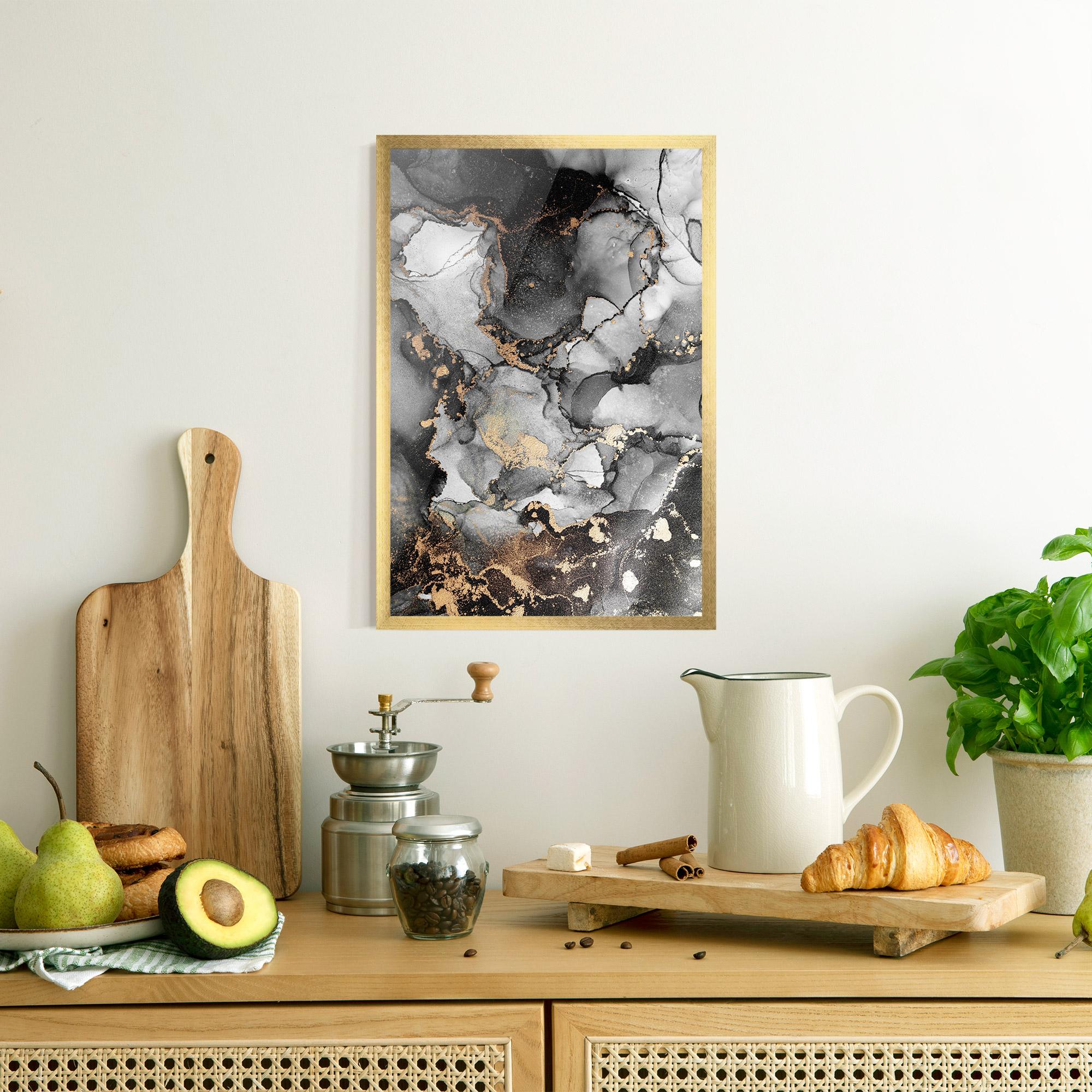 Plakat w Ramie Grey Gold Marble mockup 8
