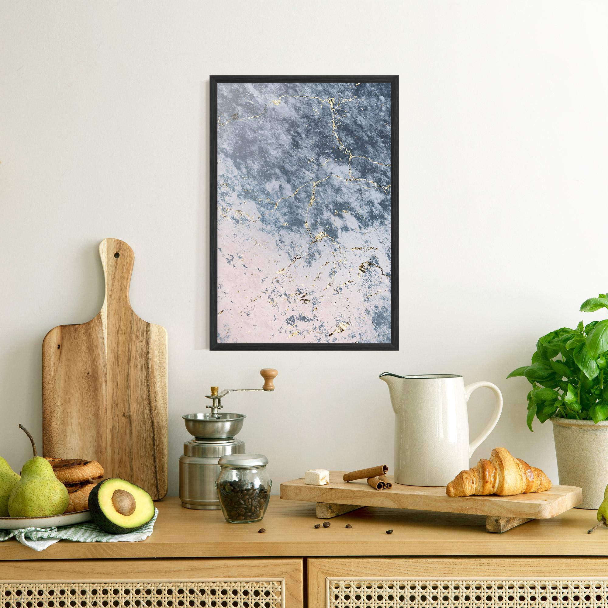 Plakat w Ramie Blue Golden Lines mockup 8