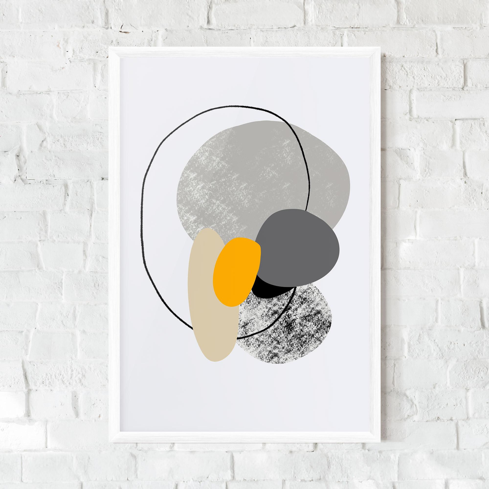 Plakat w Ramie Grey Orange Shape mockup 0