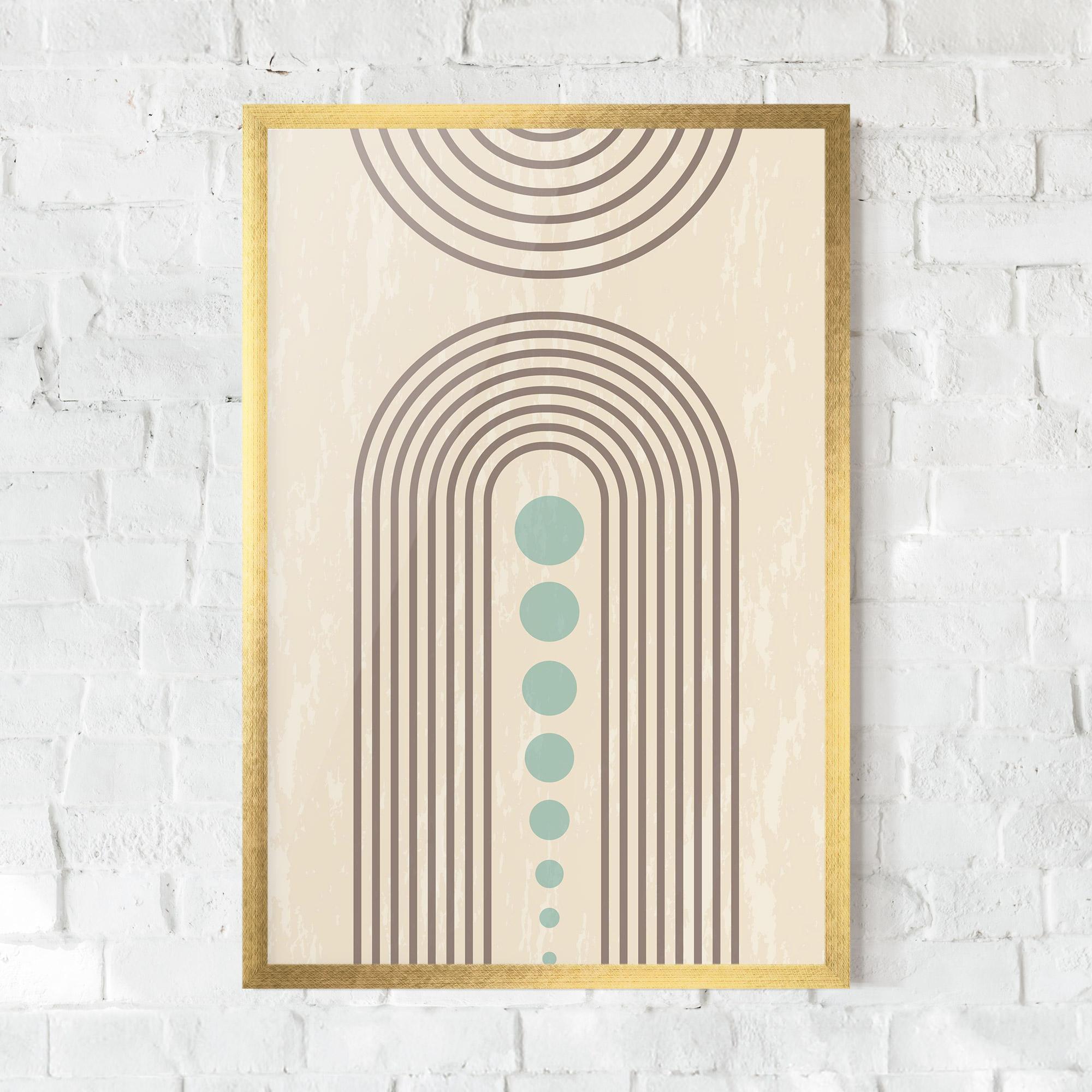 Plakat w Ramie Cream Blue Circles mockup 0