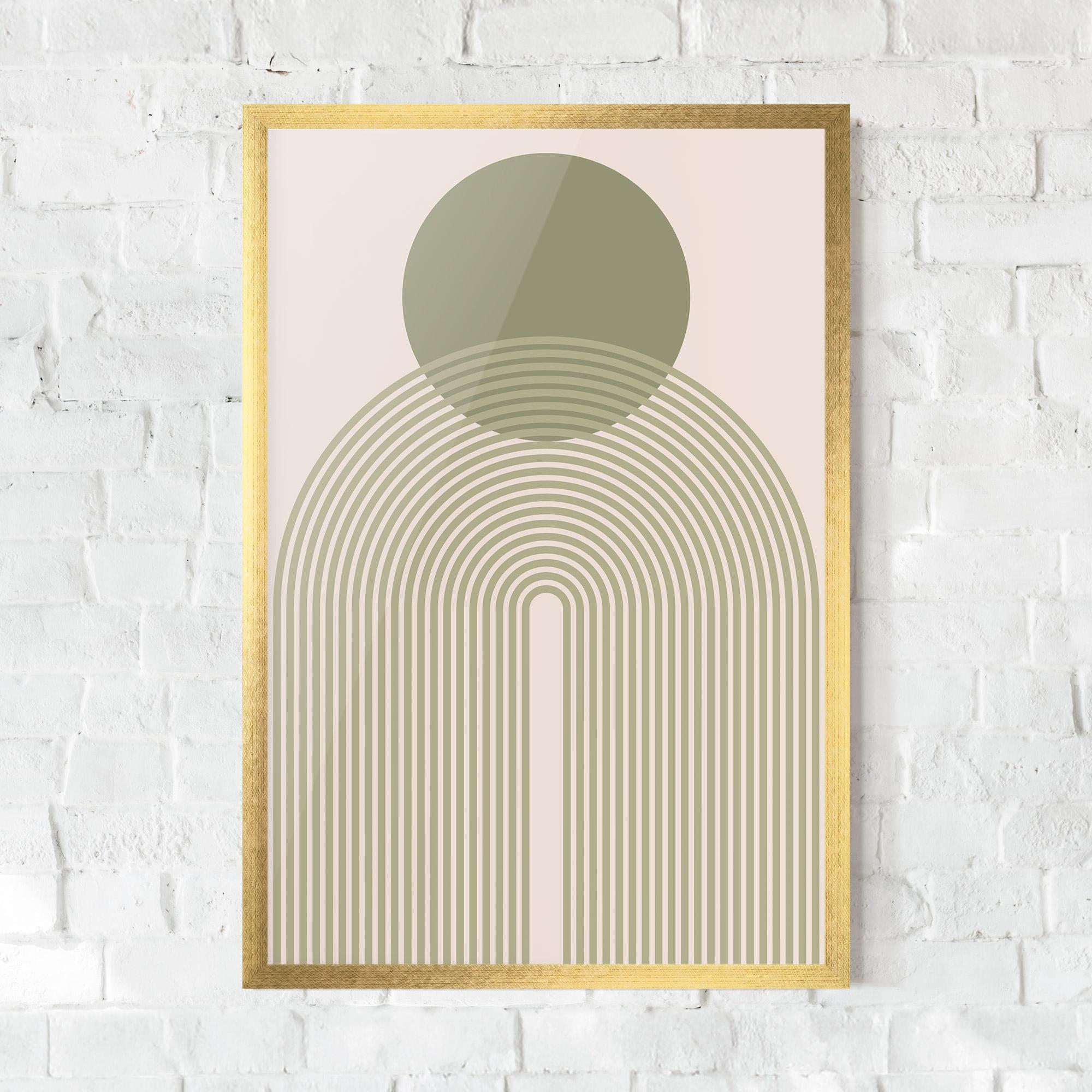 Plakat w Ramie Green Circle Lines mockup 0