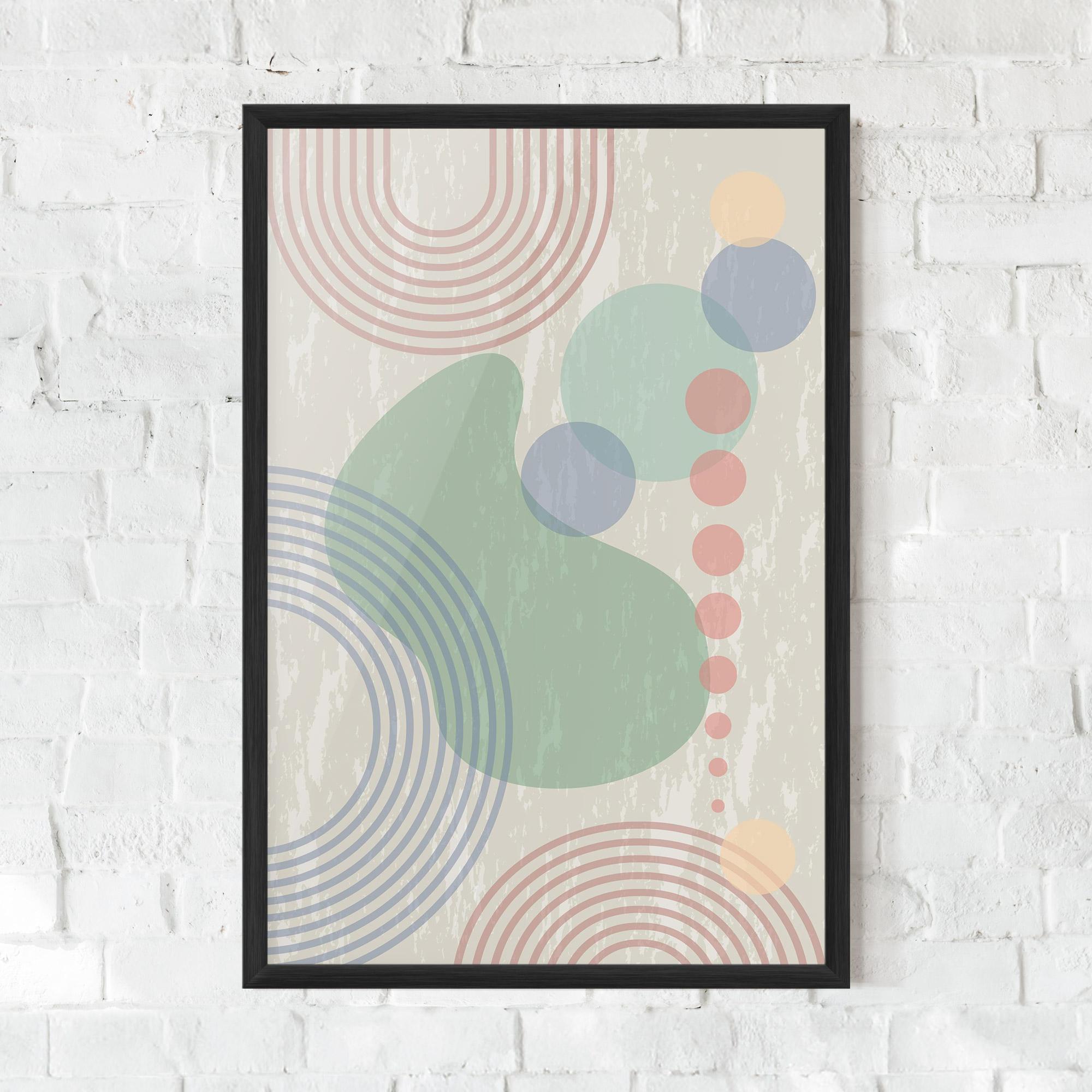 Plakat w Ramie Green Pink Shapes mockup 0