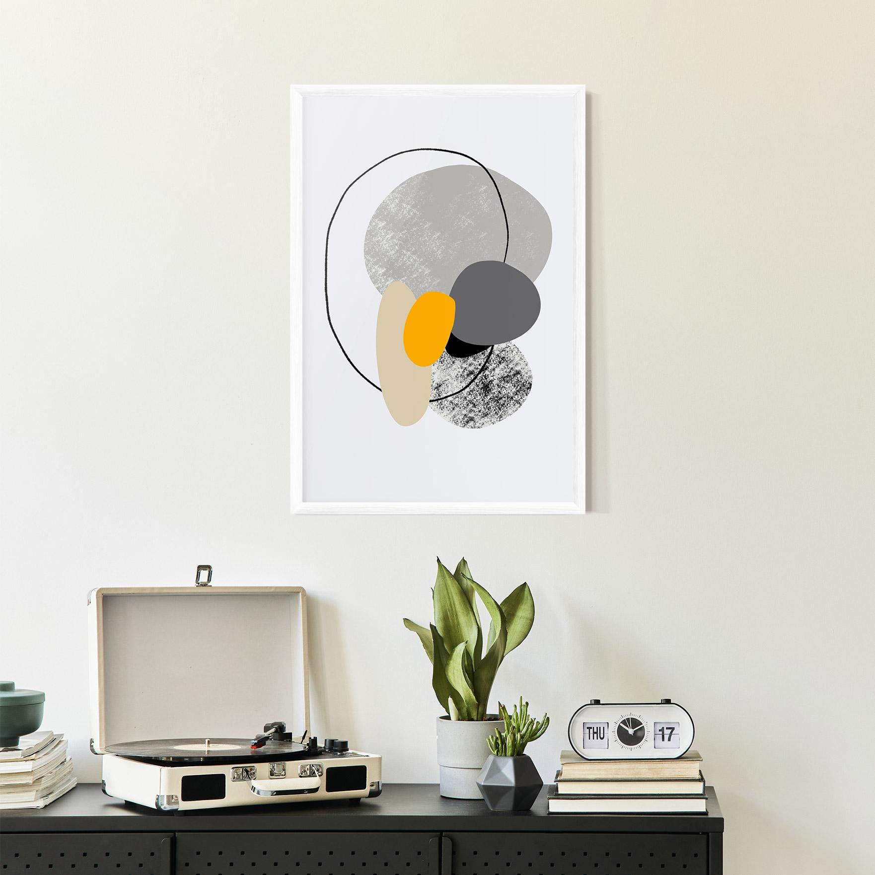 Plakat w Ramie Grey Orange Shape mockup 2