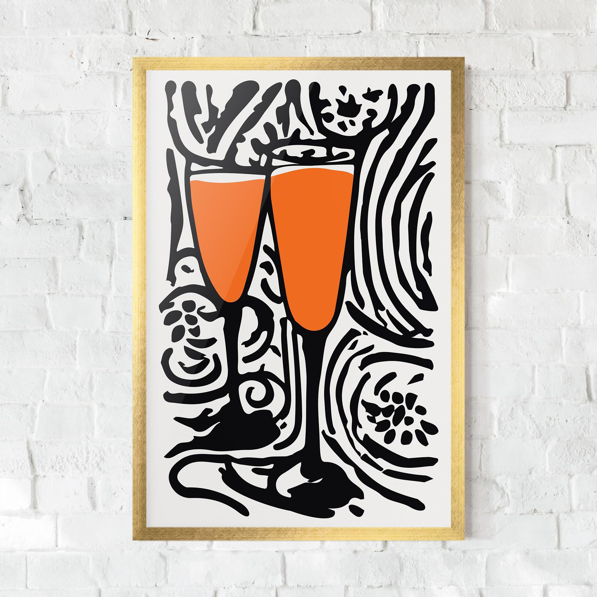 Plakat w Ramie Orange Grey Drink mockup 0