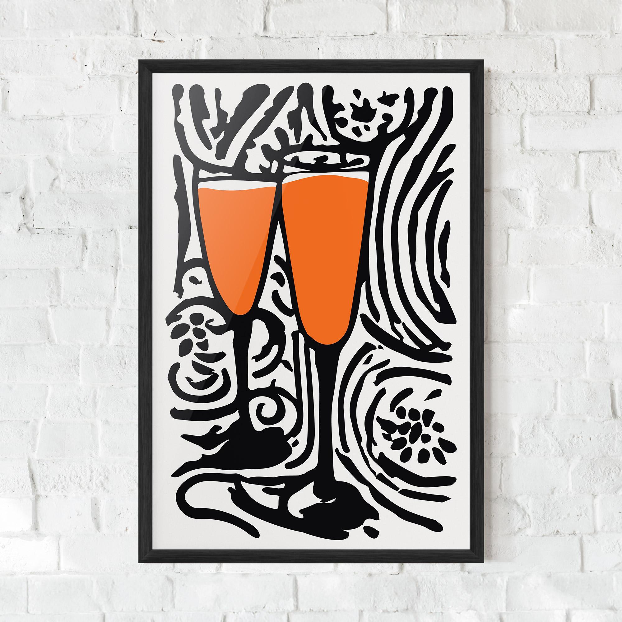 Plakat w Ramie Orange Grey Drink mockup 0