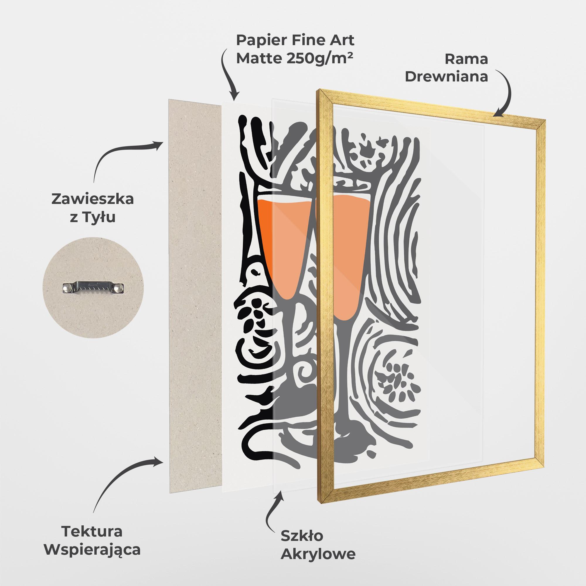 Plakat w Ramie Orange Grey Drink mockup 1