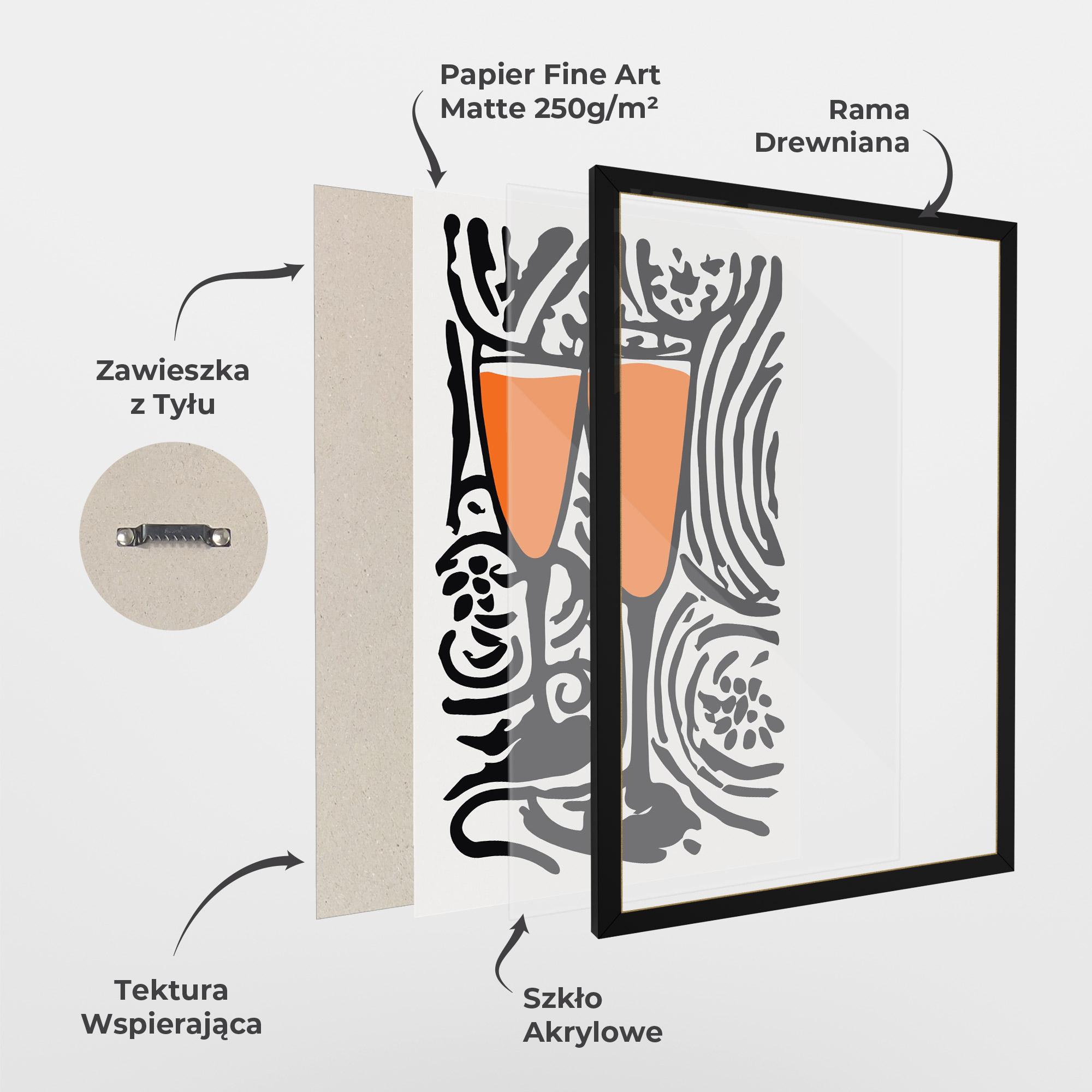 Plakat w Ramie Orange Grey Drink mockup 1