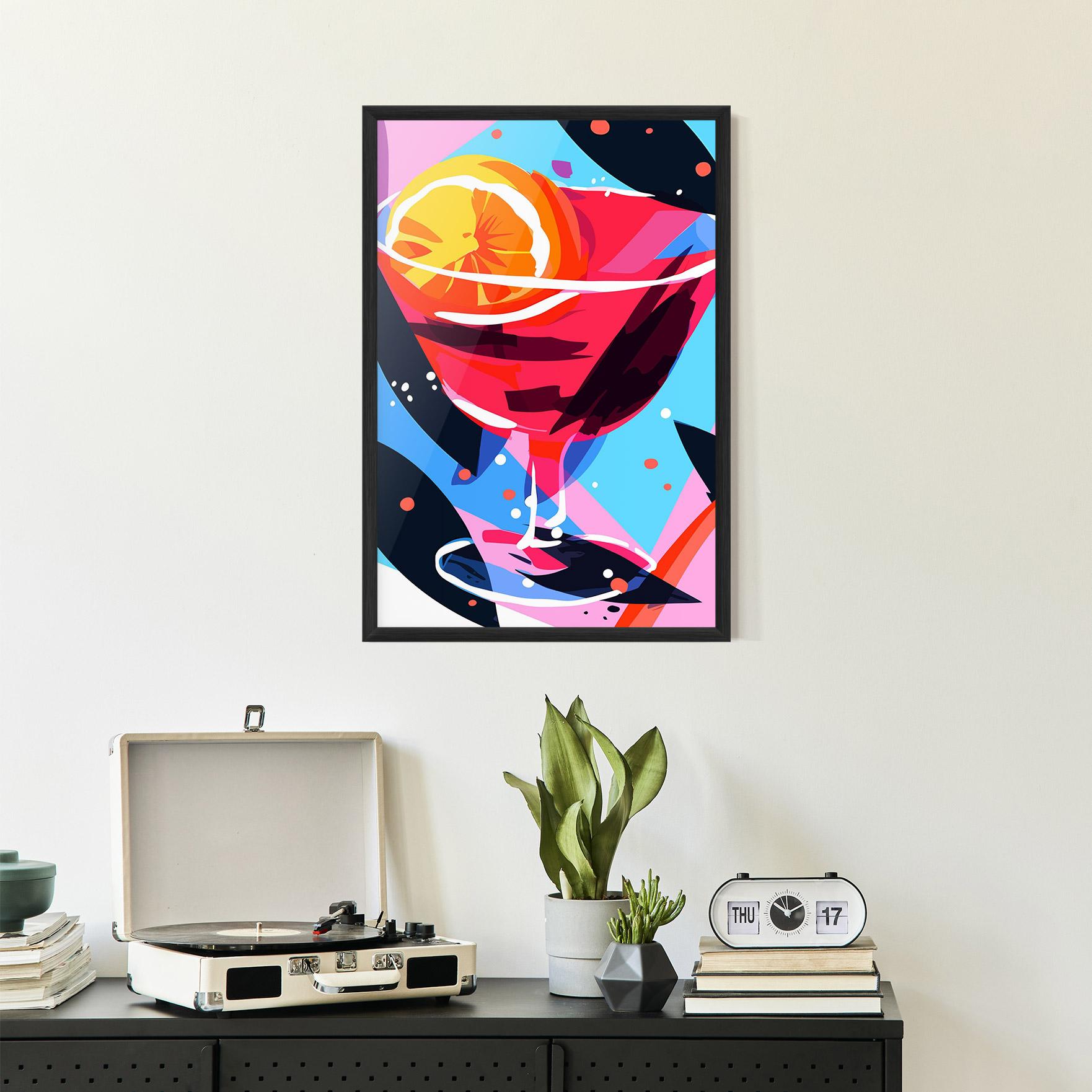 Plakat w Ramie Red Cocktail Art mockup 2