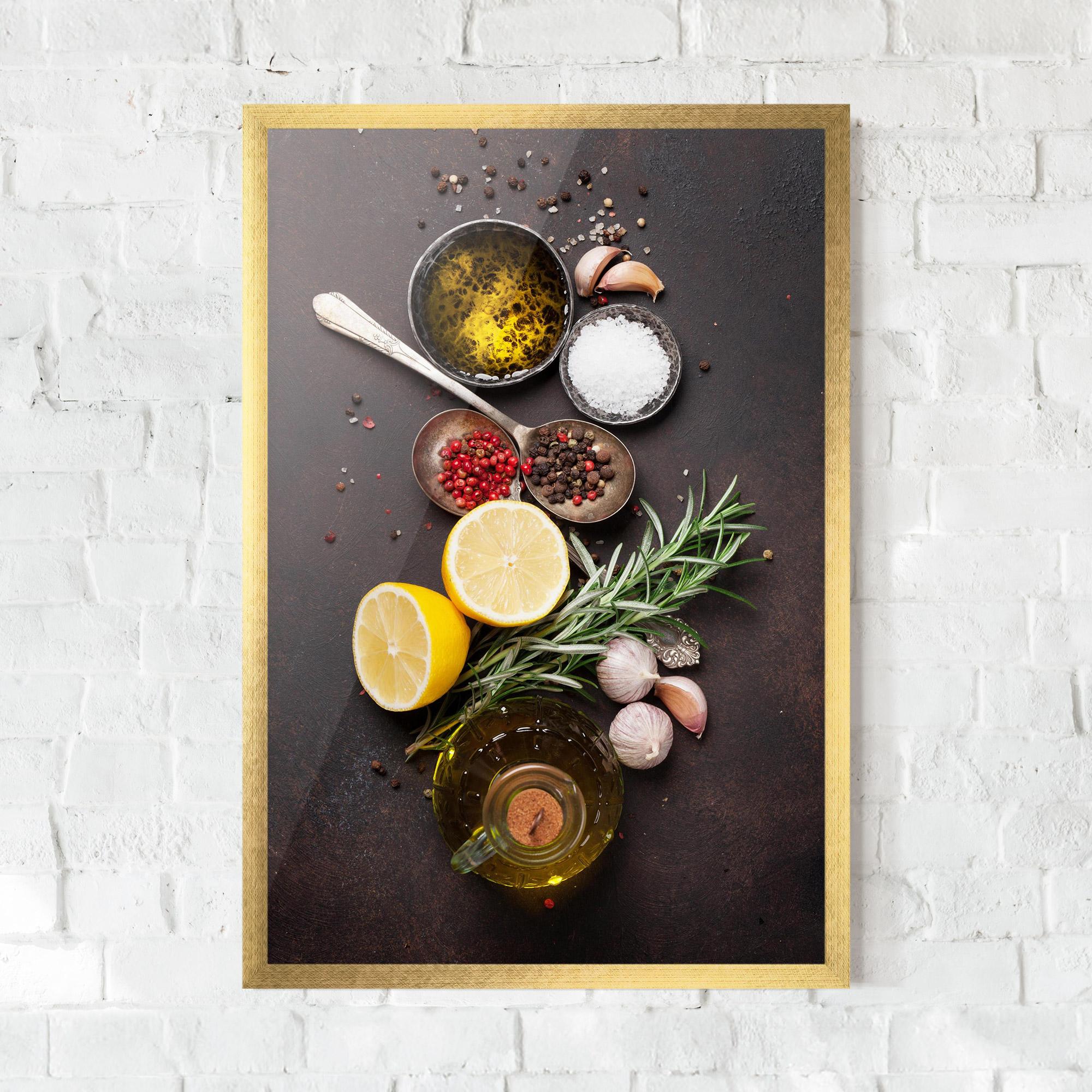 Plakat w Ramie Spices On Stone Table mockup 0