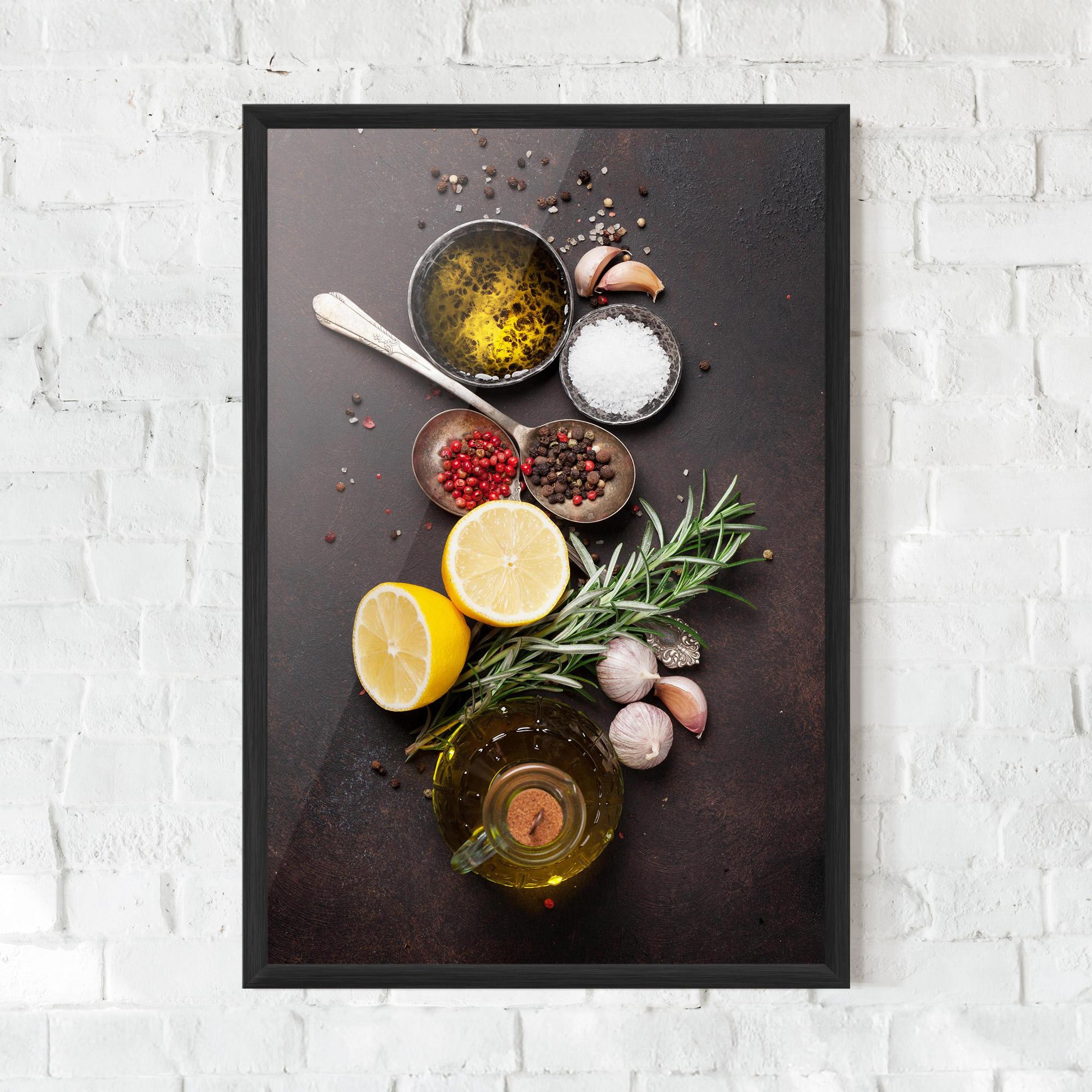 Plakat w Ramie Spices On Stone Table mockup 0