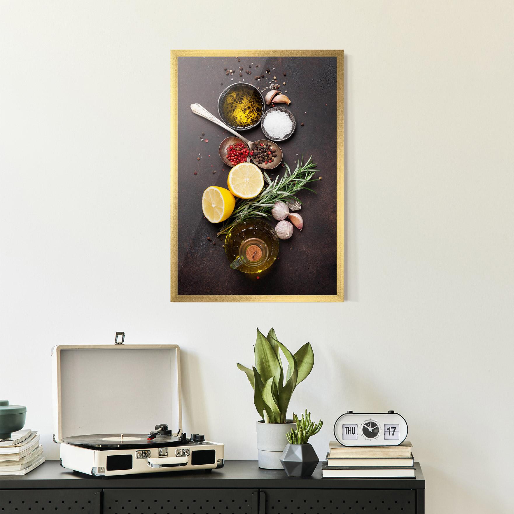 Plakat w Ramie Spices On Stone Table mockup 2