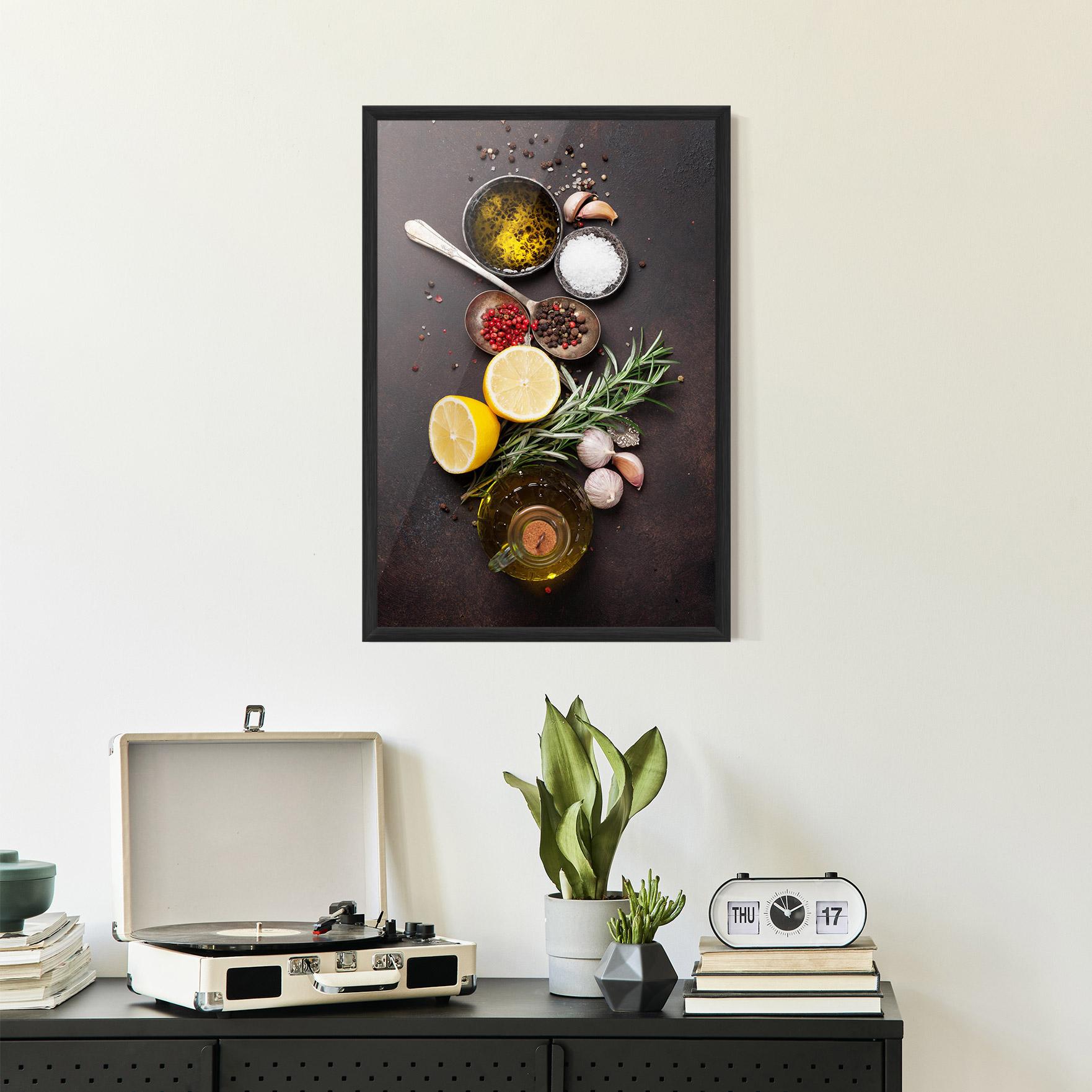 Plakat w Ramie Spices On Stone Table mockup 2