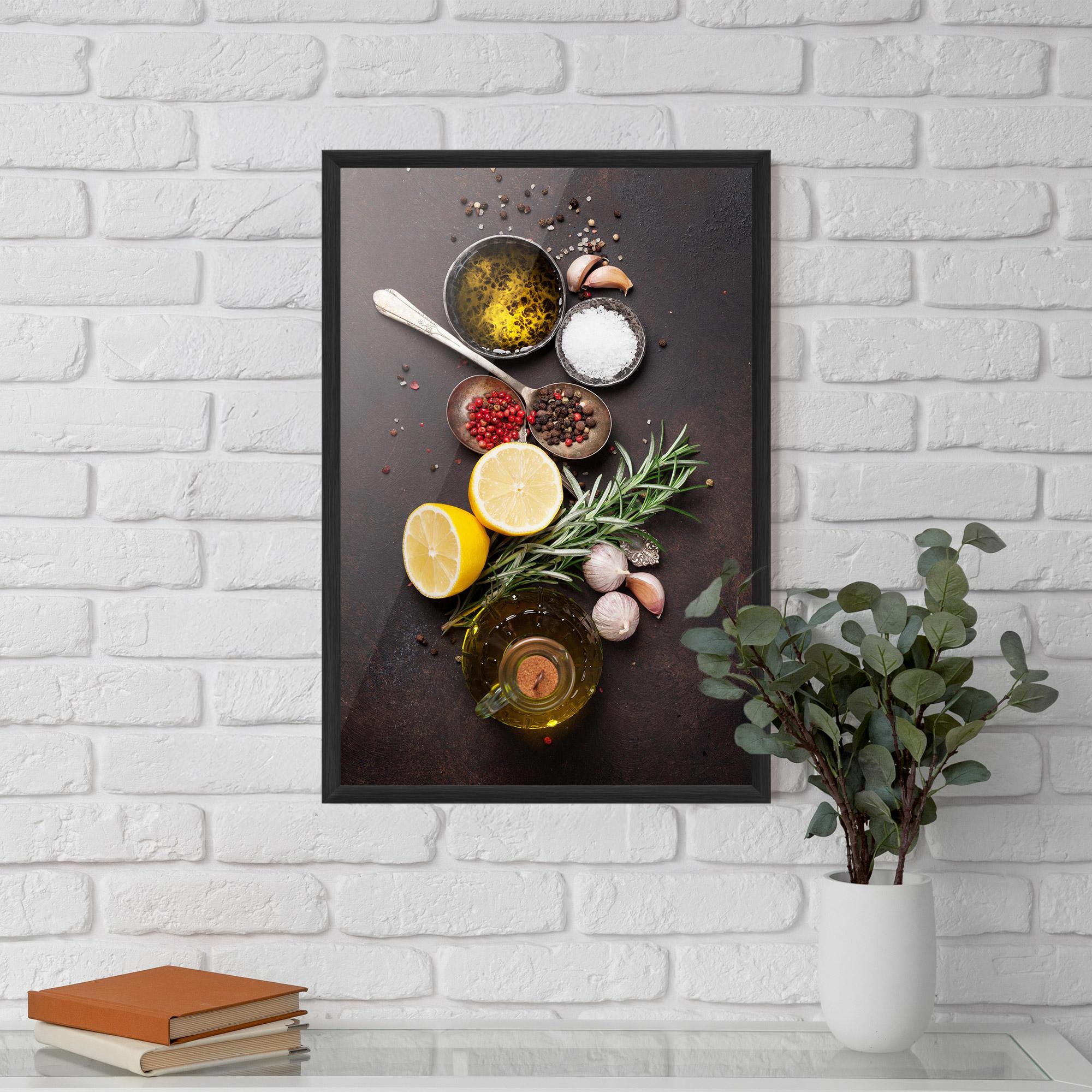 Plakat w Ramie Spices On Stone Table mockup 5