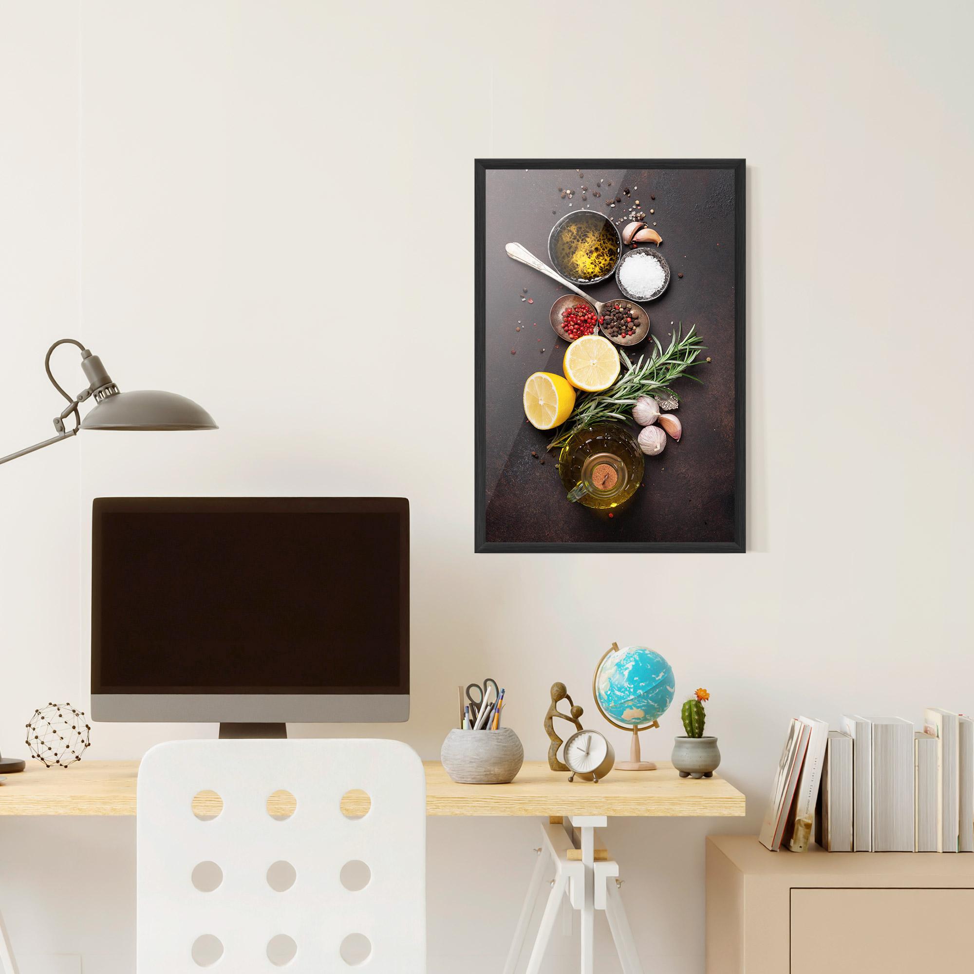 Plakat w Ramie Spices On Stone Table mockup 6