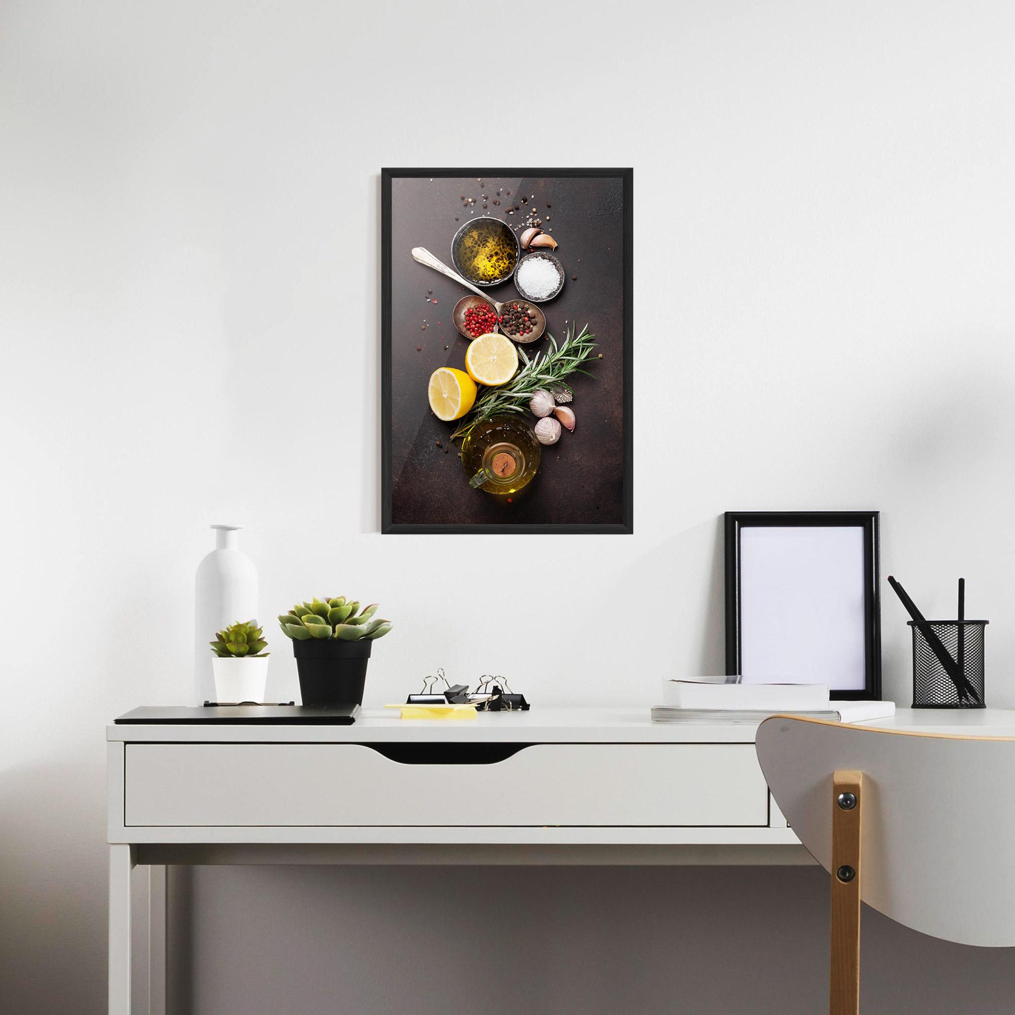 Plakat w Ramie Spices On Stone Table mockup 7