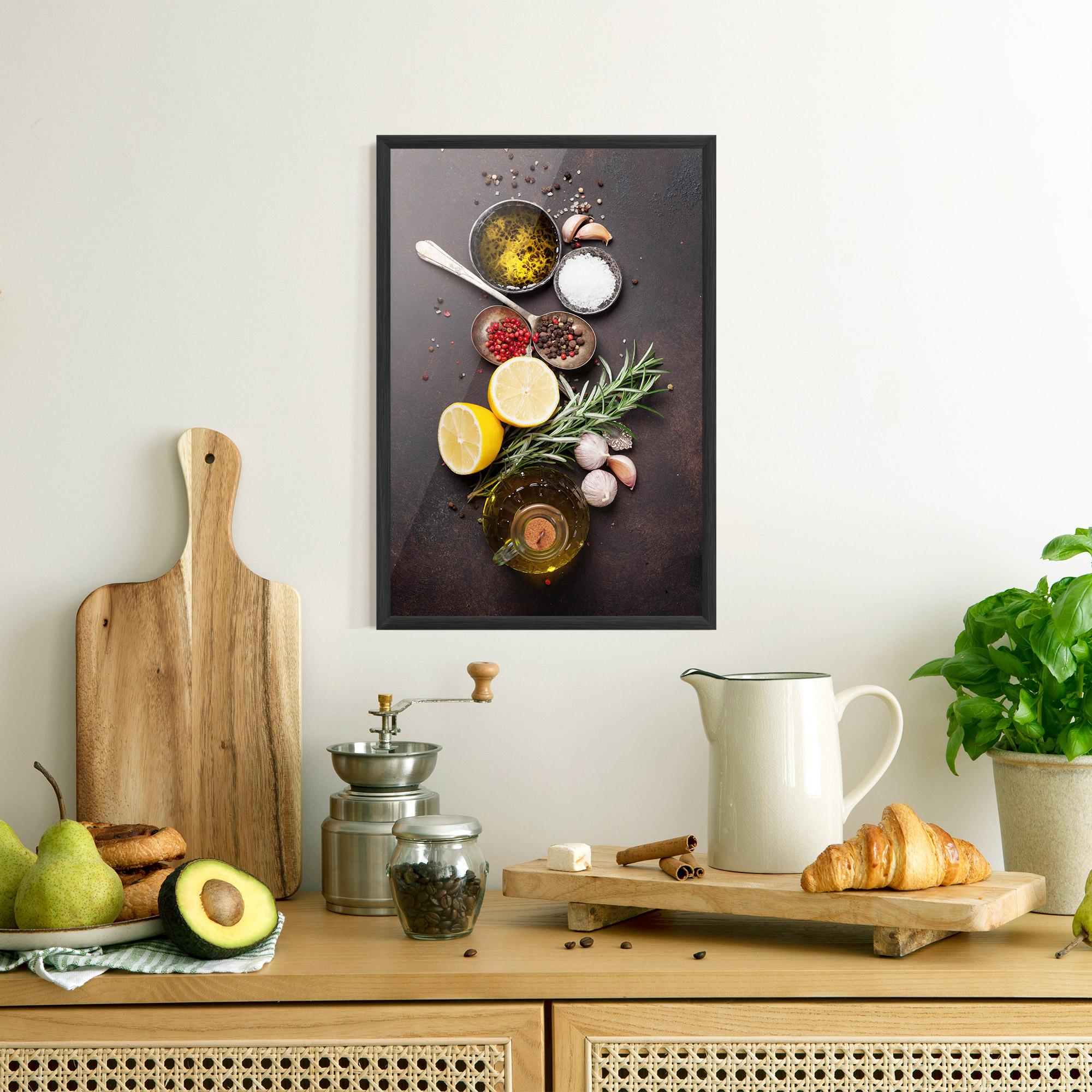 Plakat w Ramie Spices On Stone Table mockup 8