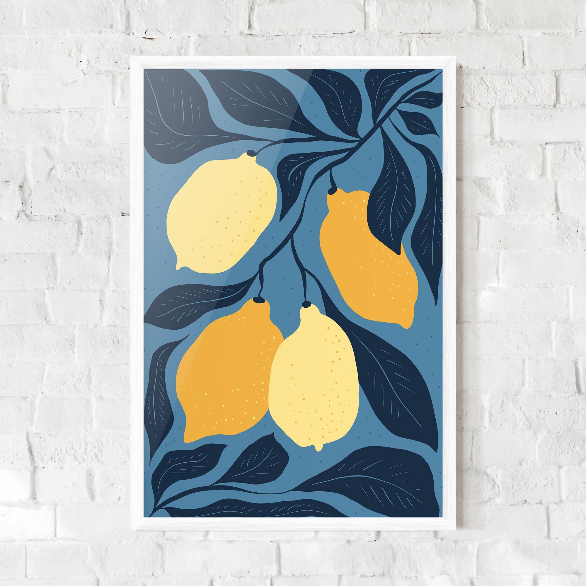 Plakat w Ramie Lemon On Blue mockup 0