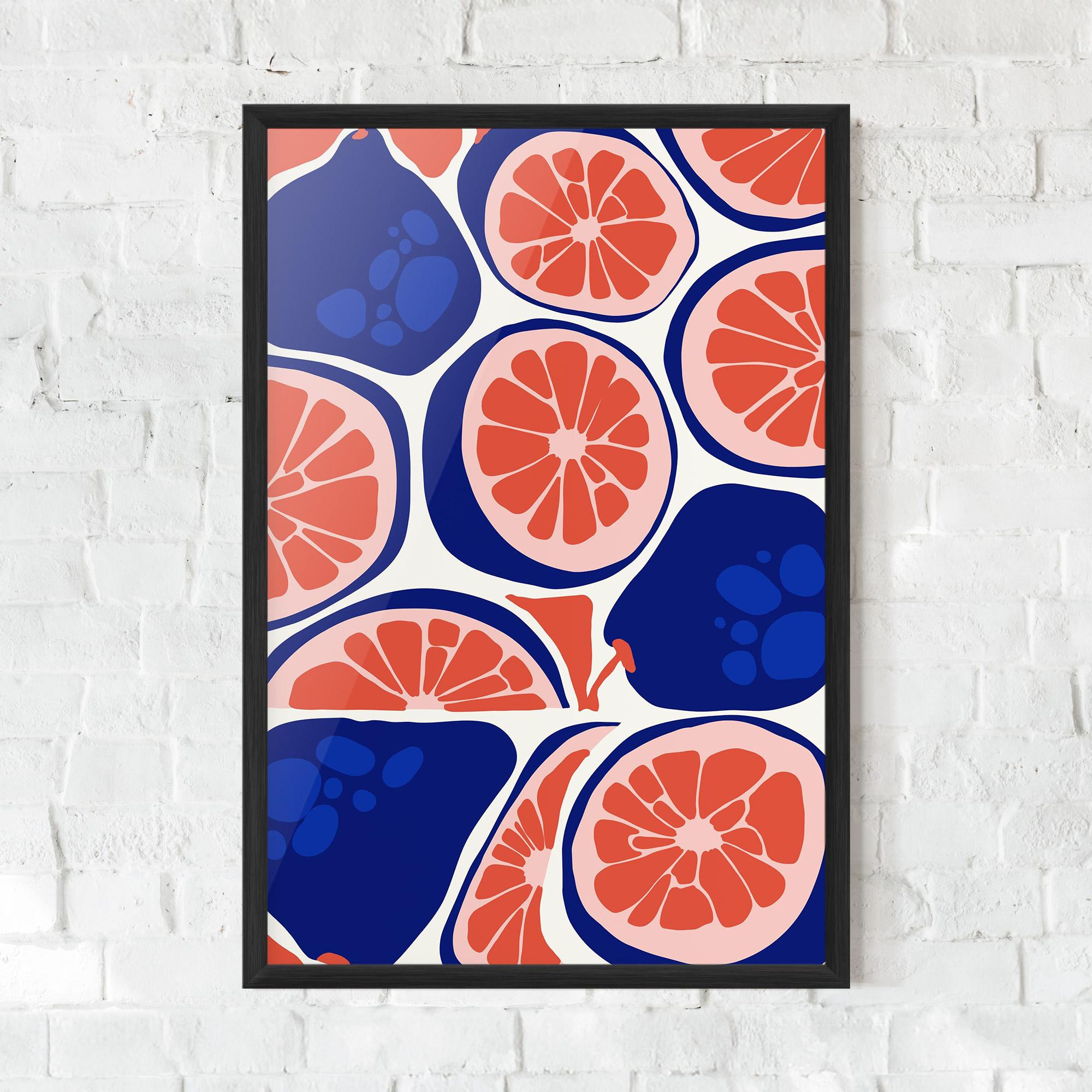 Plakat w Ramie Blue Pink Fruit mockup 0