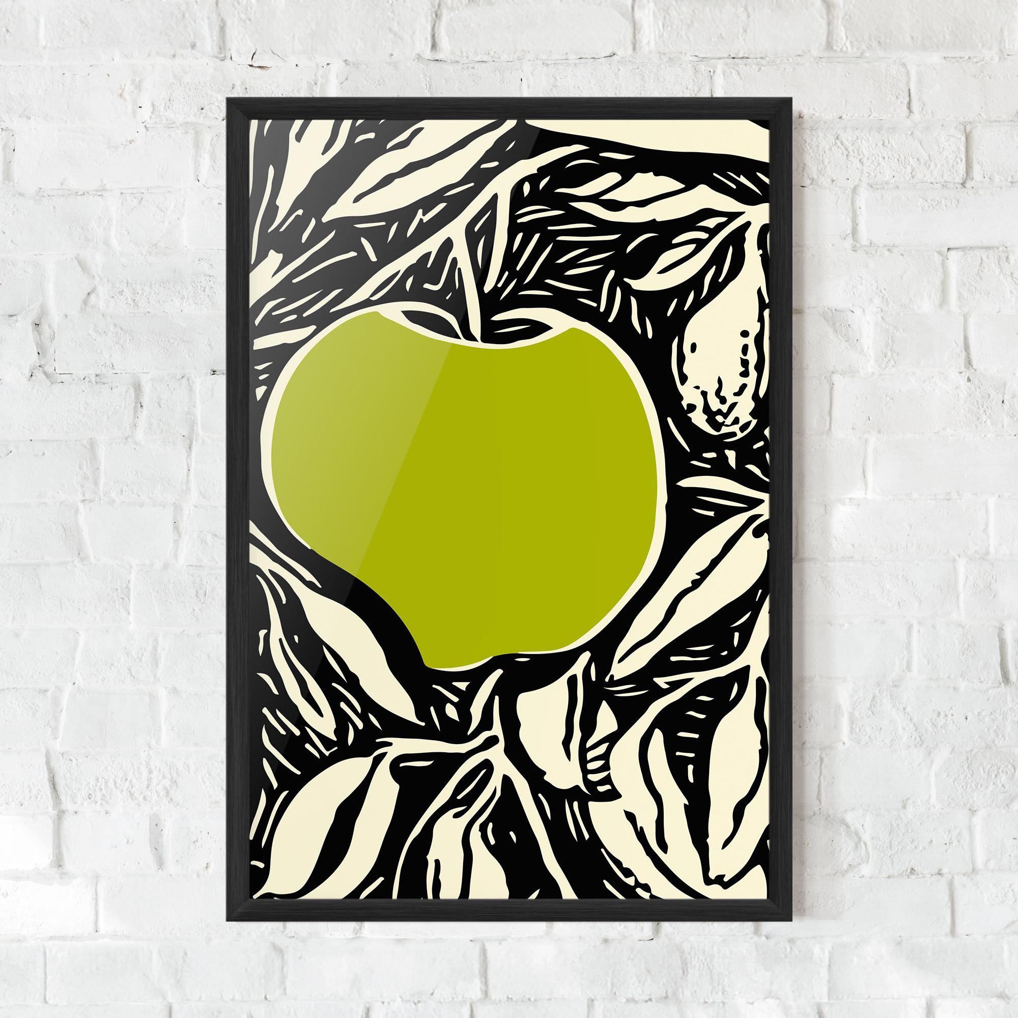 Plakat w Ramie Green Apple mockup 0