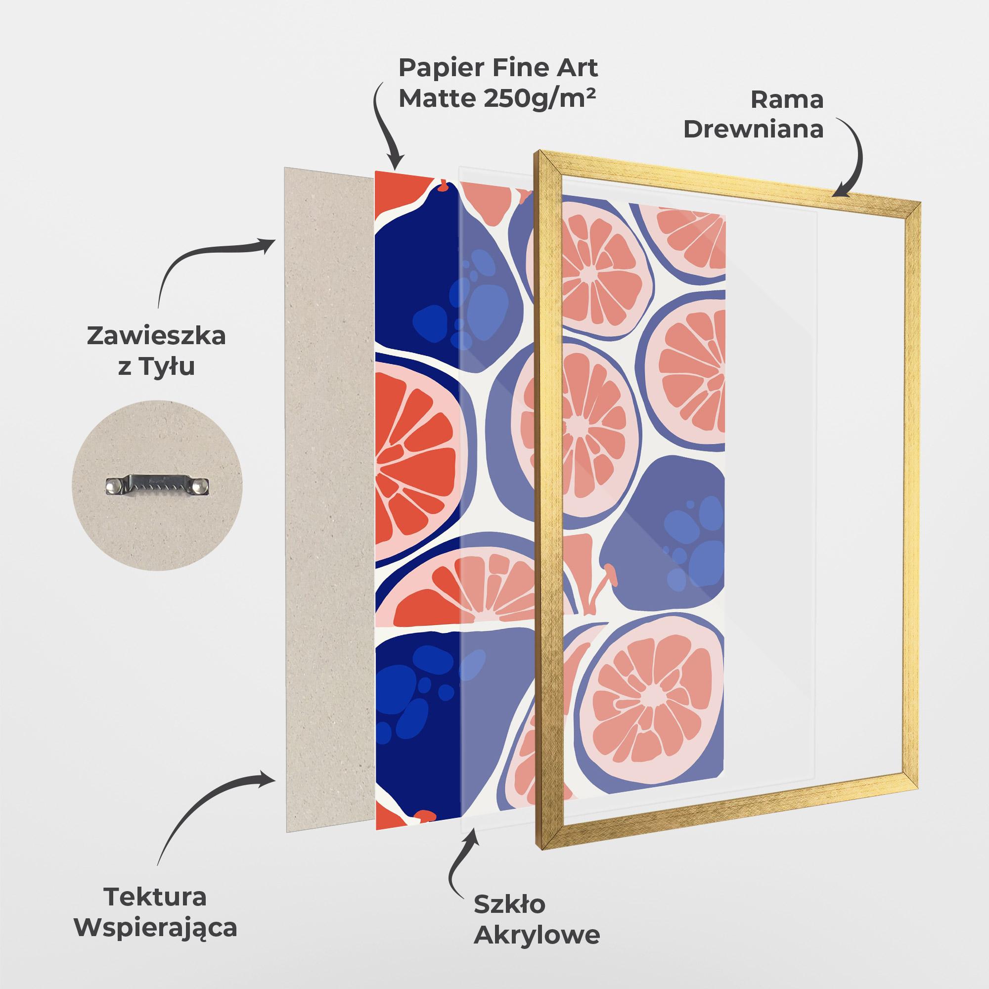 Plakat w Ramie Blue Pink Fruit mockup 1