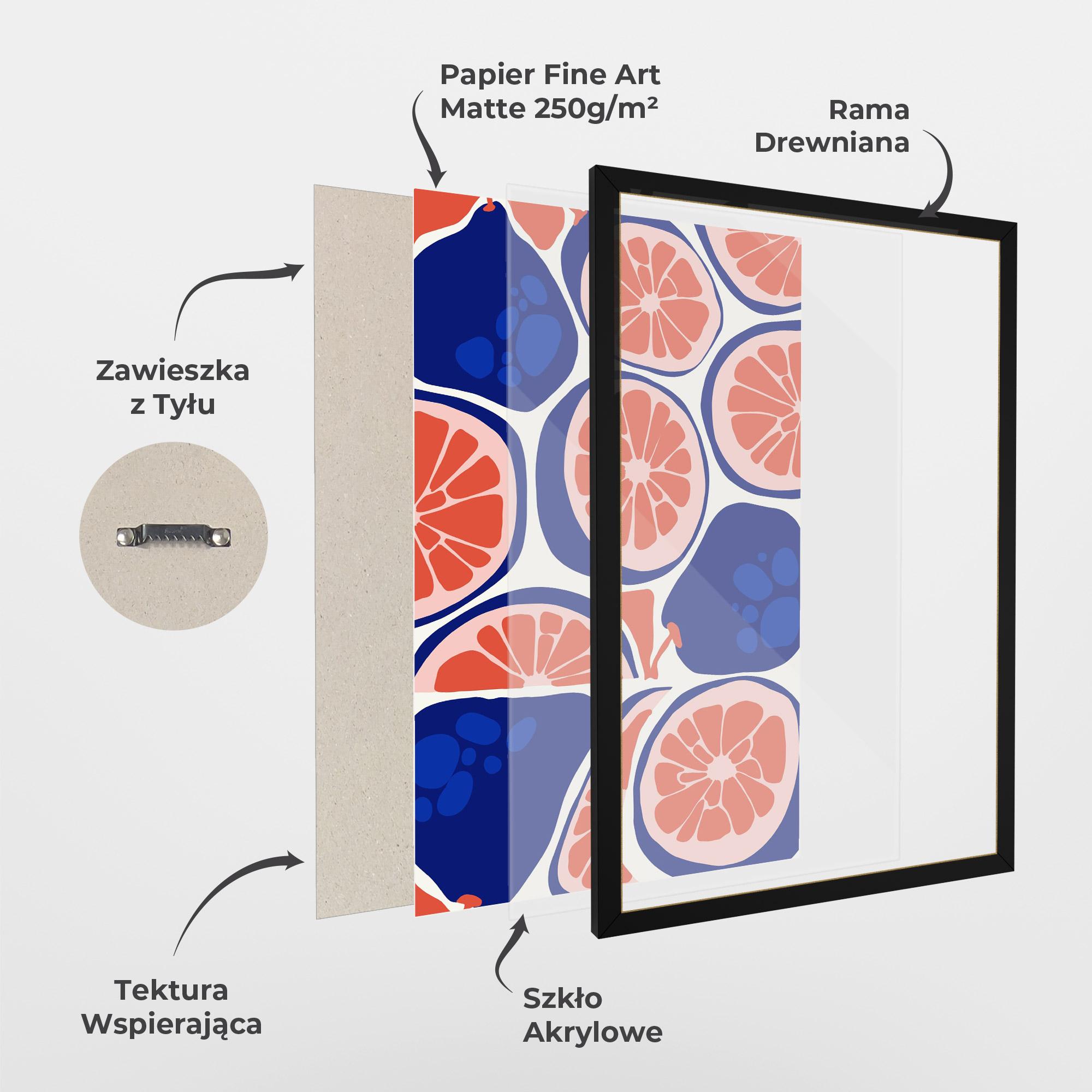 Plakat w Ramie Blue Pink Fruit mockup 1