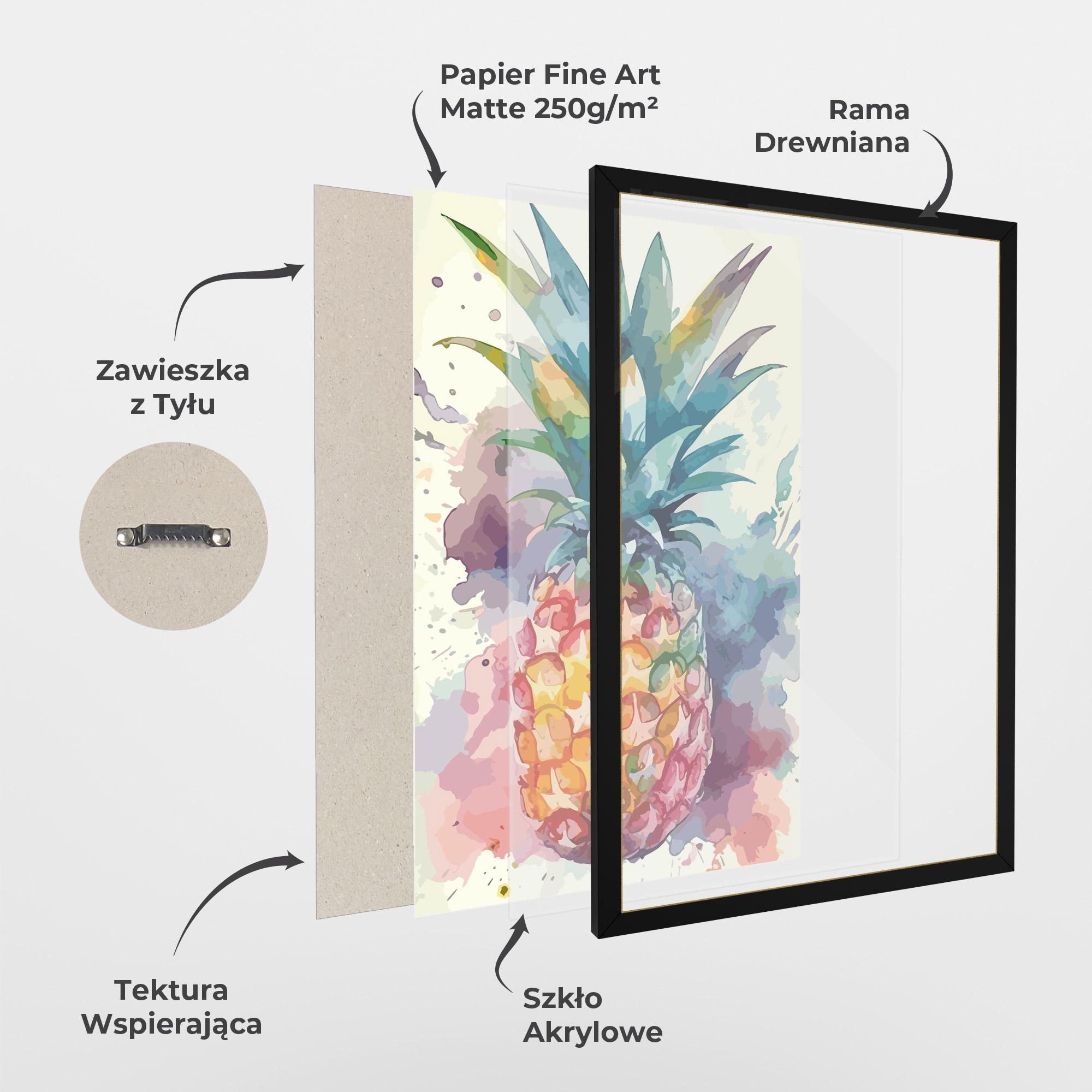 Plakat w Ramie Colorful Pineapple mockup 1
