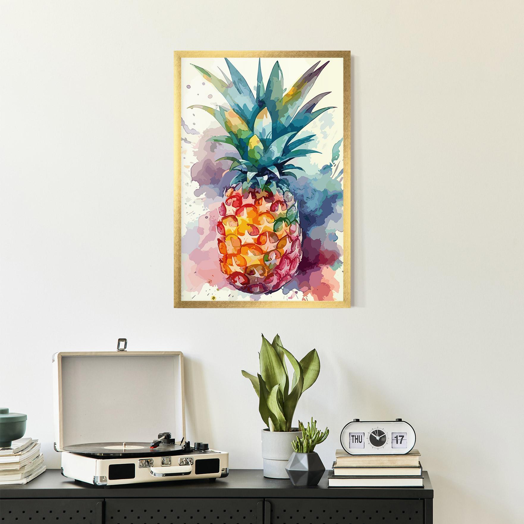 Plakat w Ramie Colorful Pineapple mockup 2