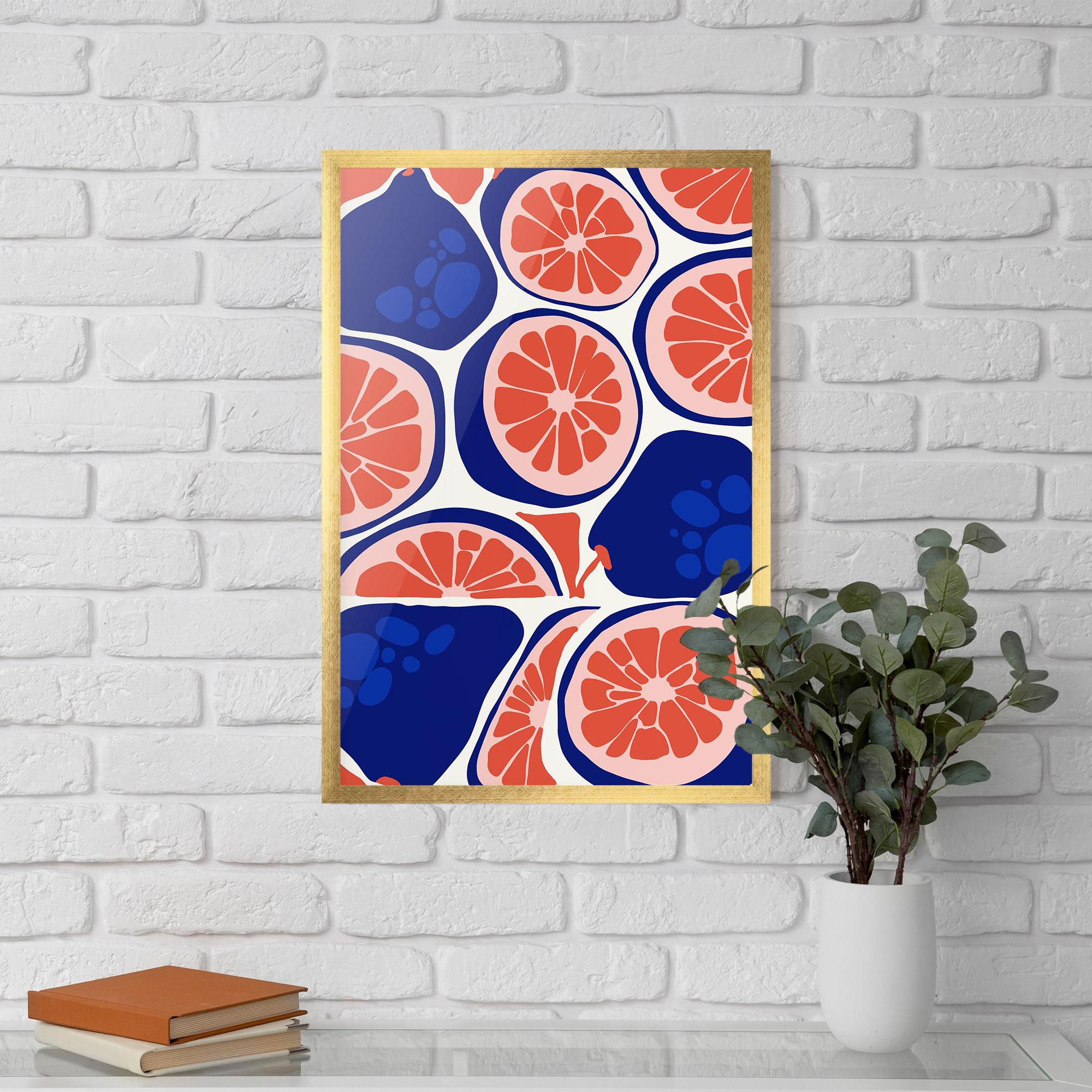 Plakat w Ramie Blue Pink Fruit mockup 5