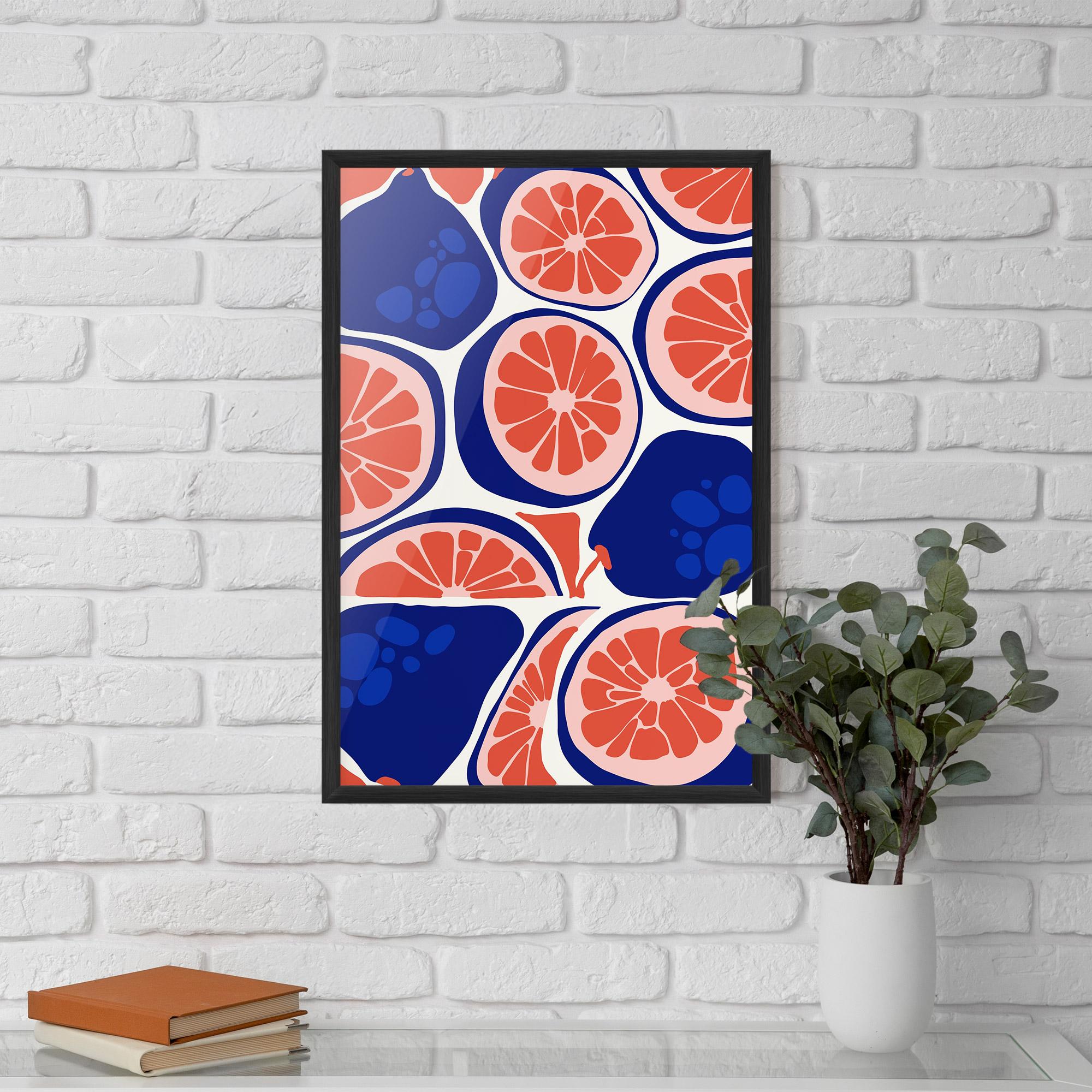 Plakat w Ramie Blue Pink Fruit mockup 5