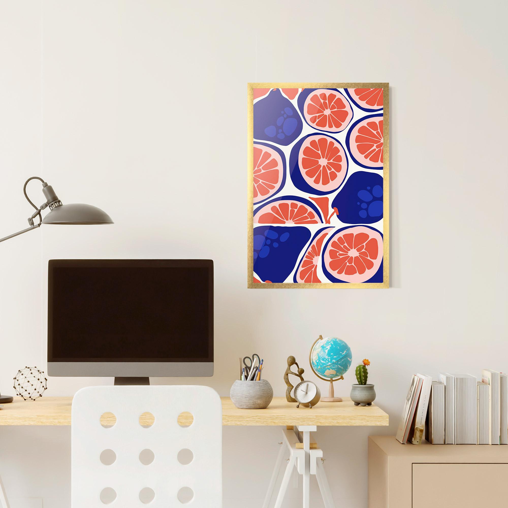 Plakat w Ramie Blue Pink Fruit mockup 6