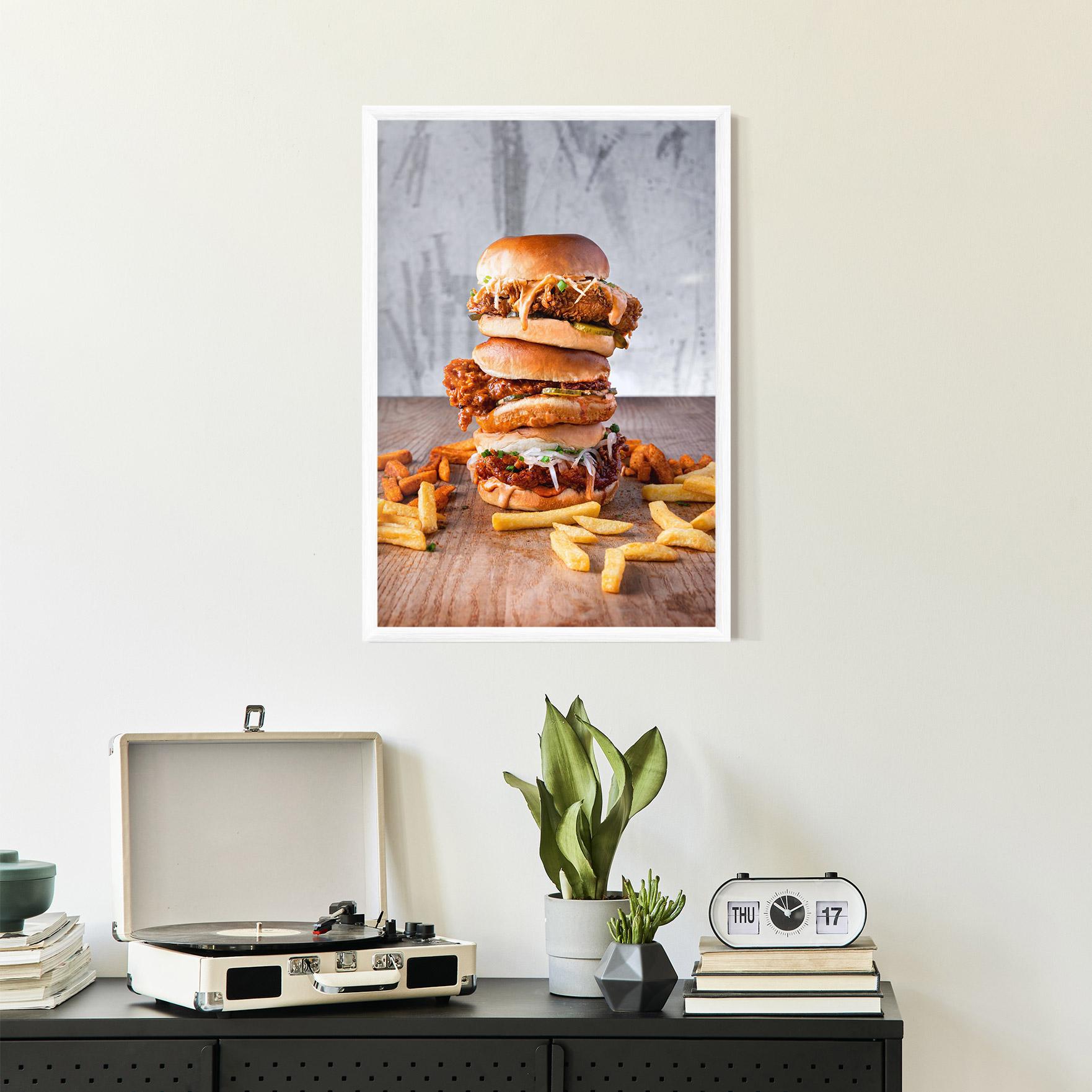 Plakat w Ramie Triple Hamburger mockup 2