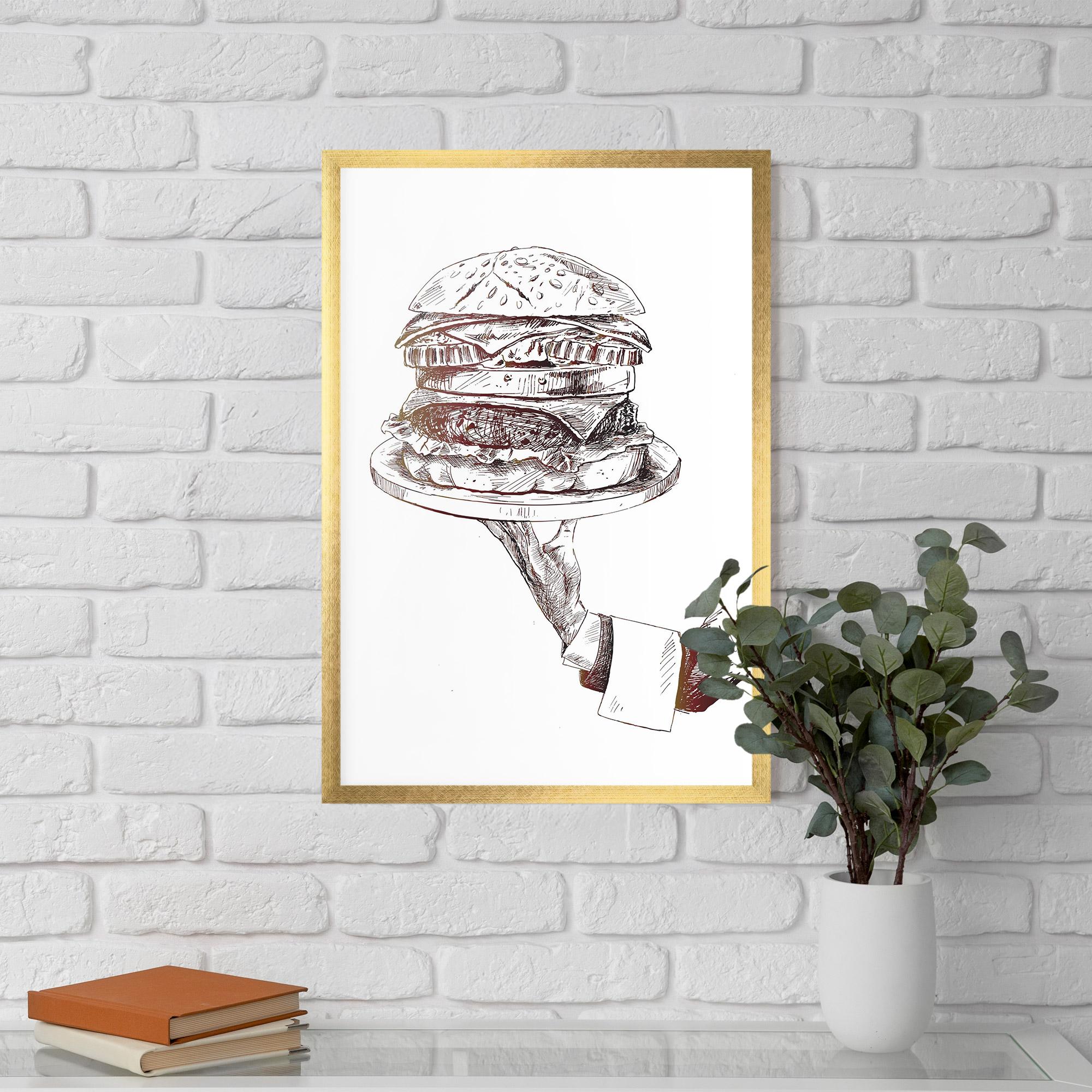 Plakat w Ramie Holding Hamburger mockup 5