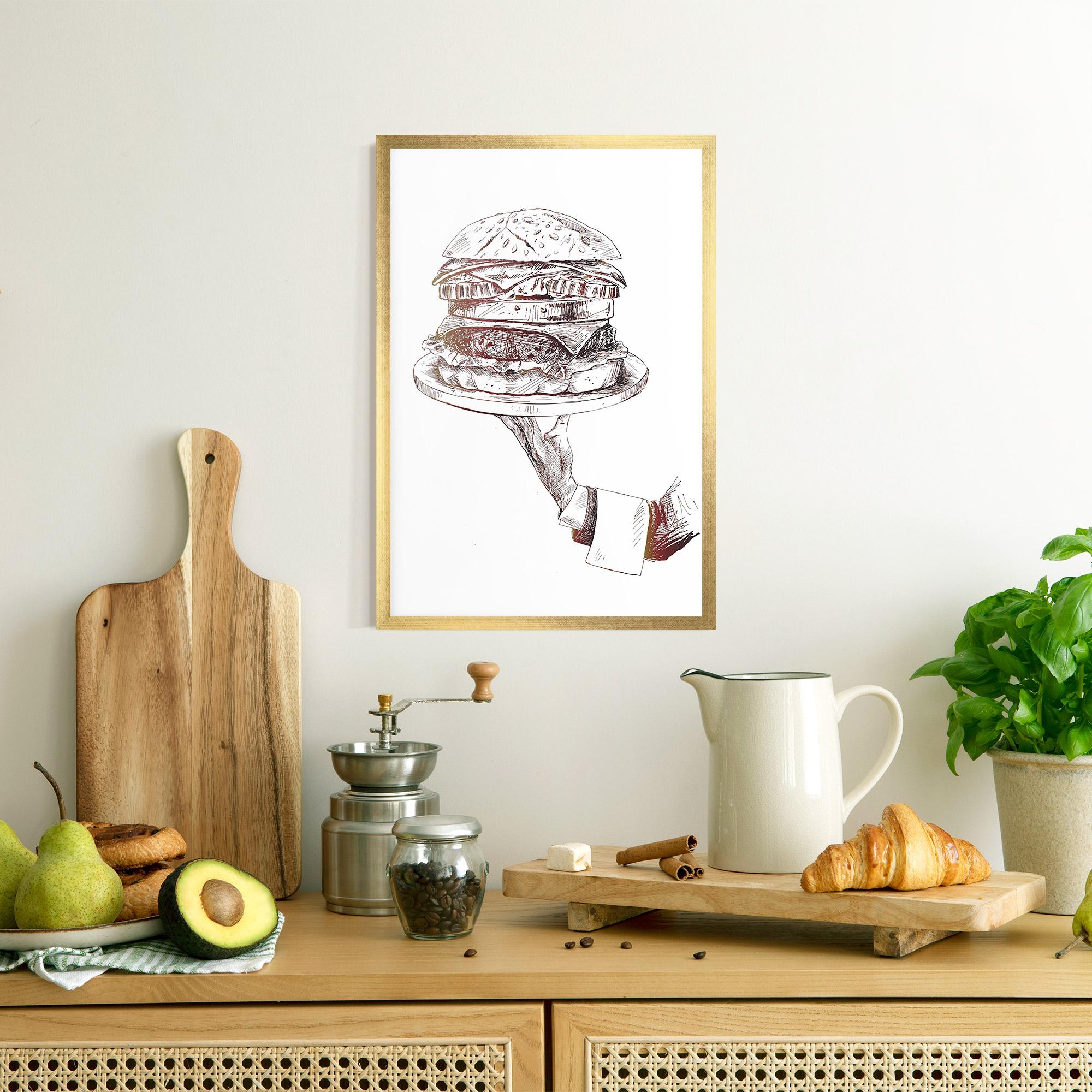 Plakat w Ramie Holding Hamburger mockup 8