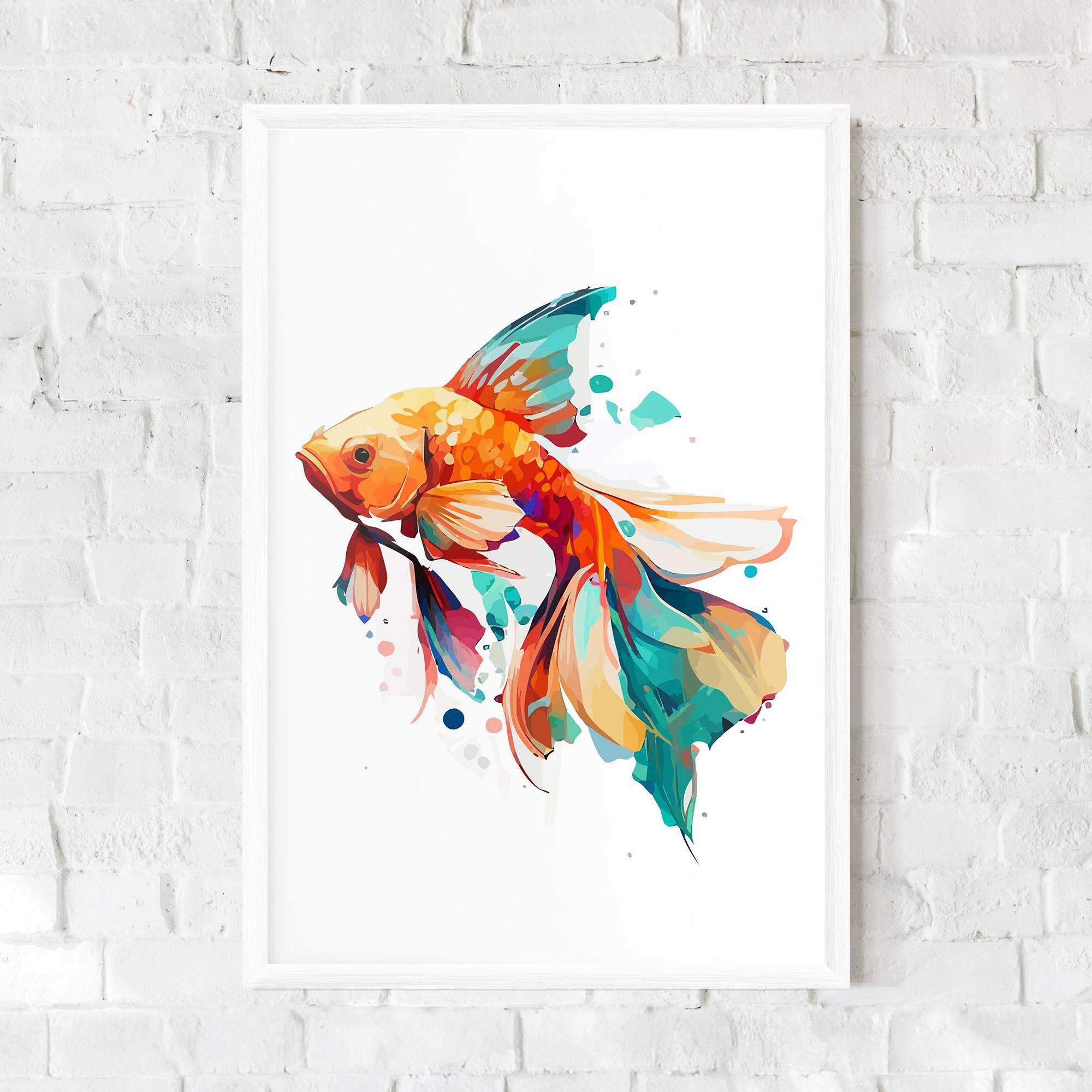 Plakat w Ramie Blue Orange Fish mockup 0