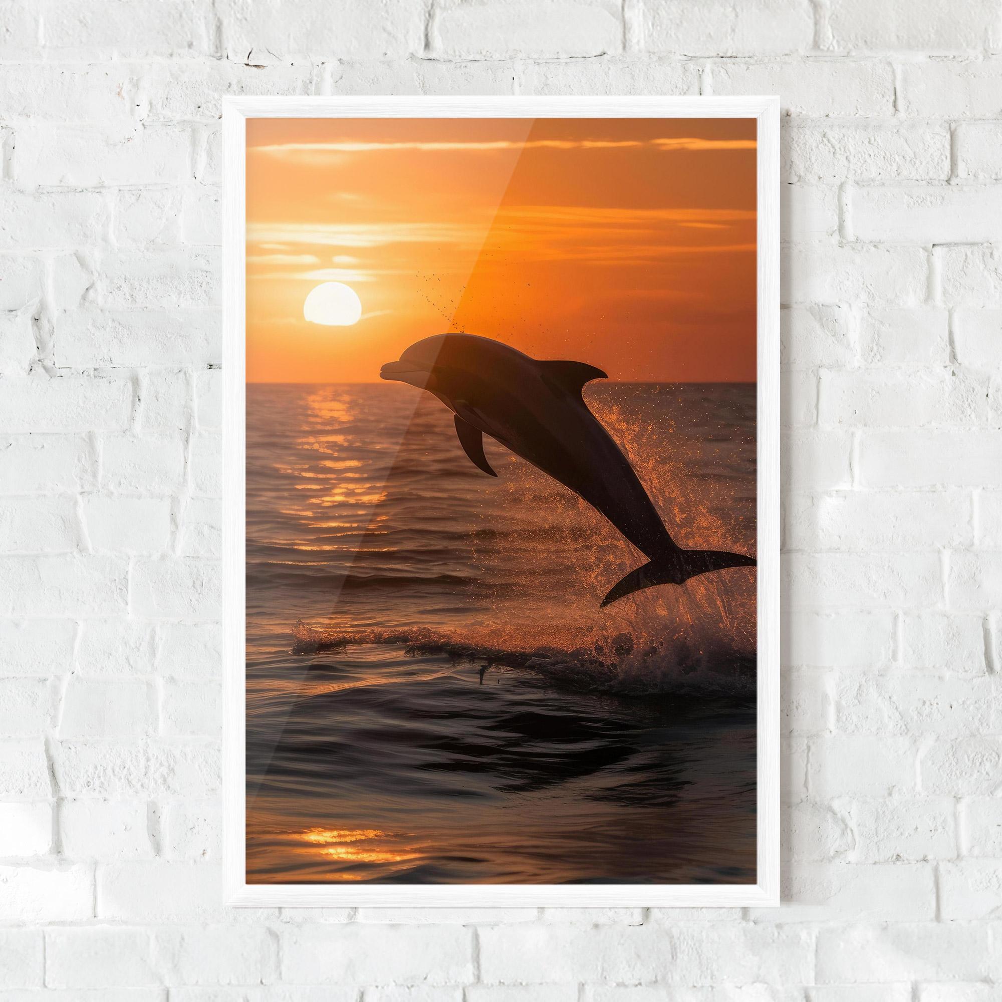 Plakat w Ramie Dolphin Jump mockup 0