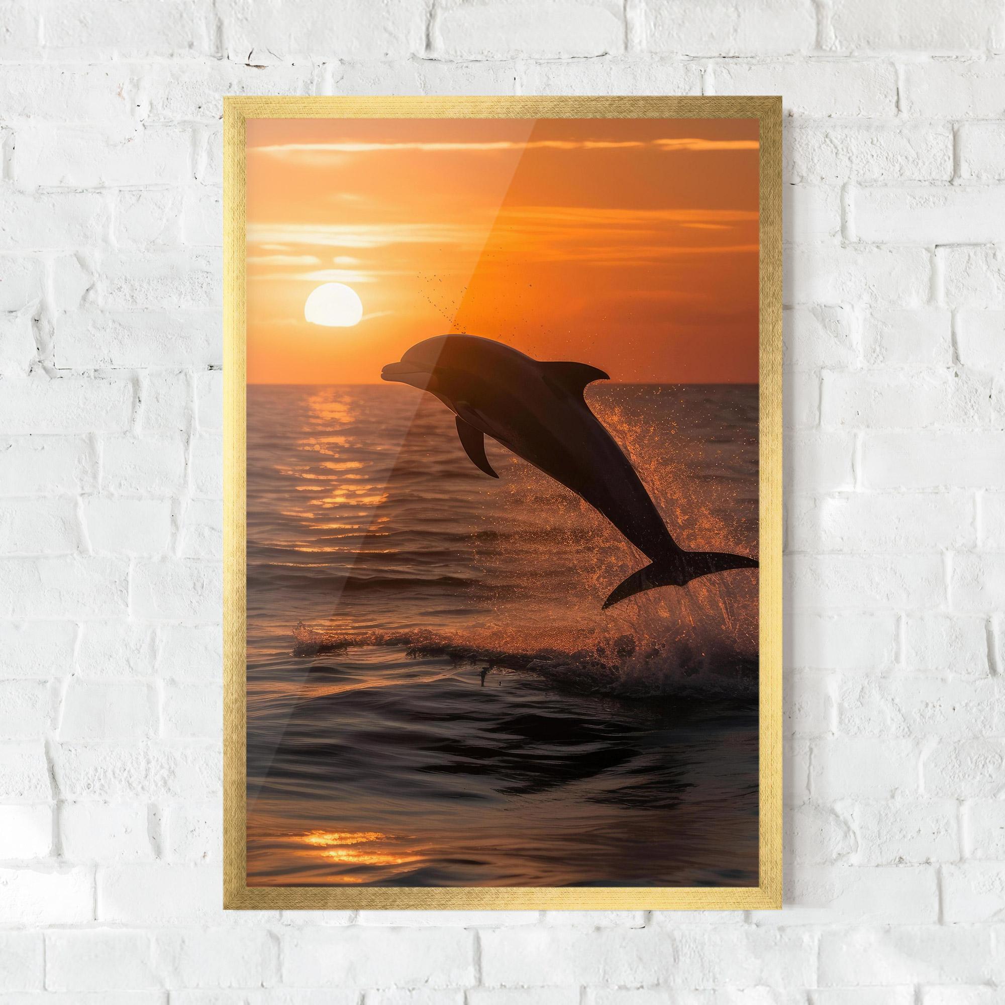 Plakat w Ramie Dolphin Jump mockup 0
