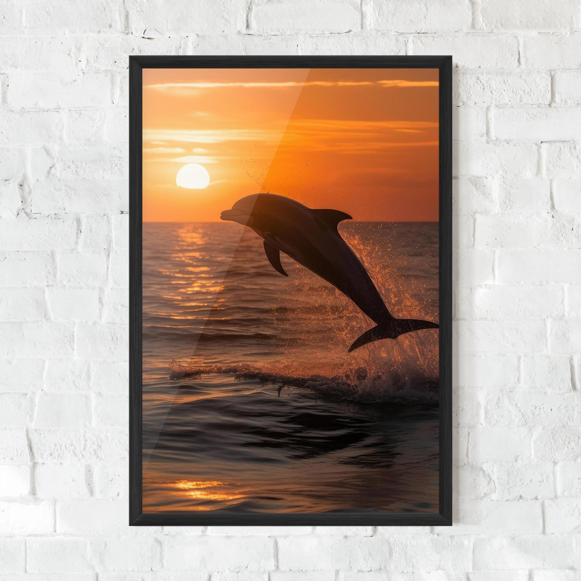 Plakat w Ramie Dolphin Jump mockup 0